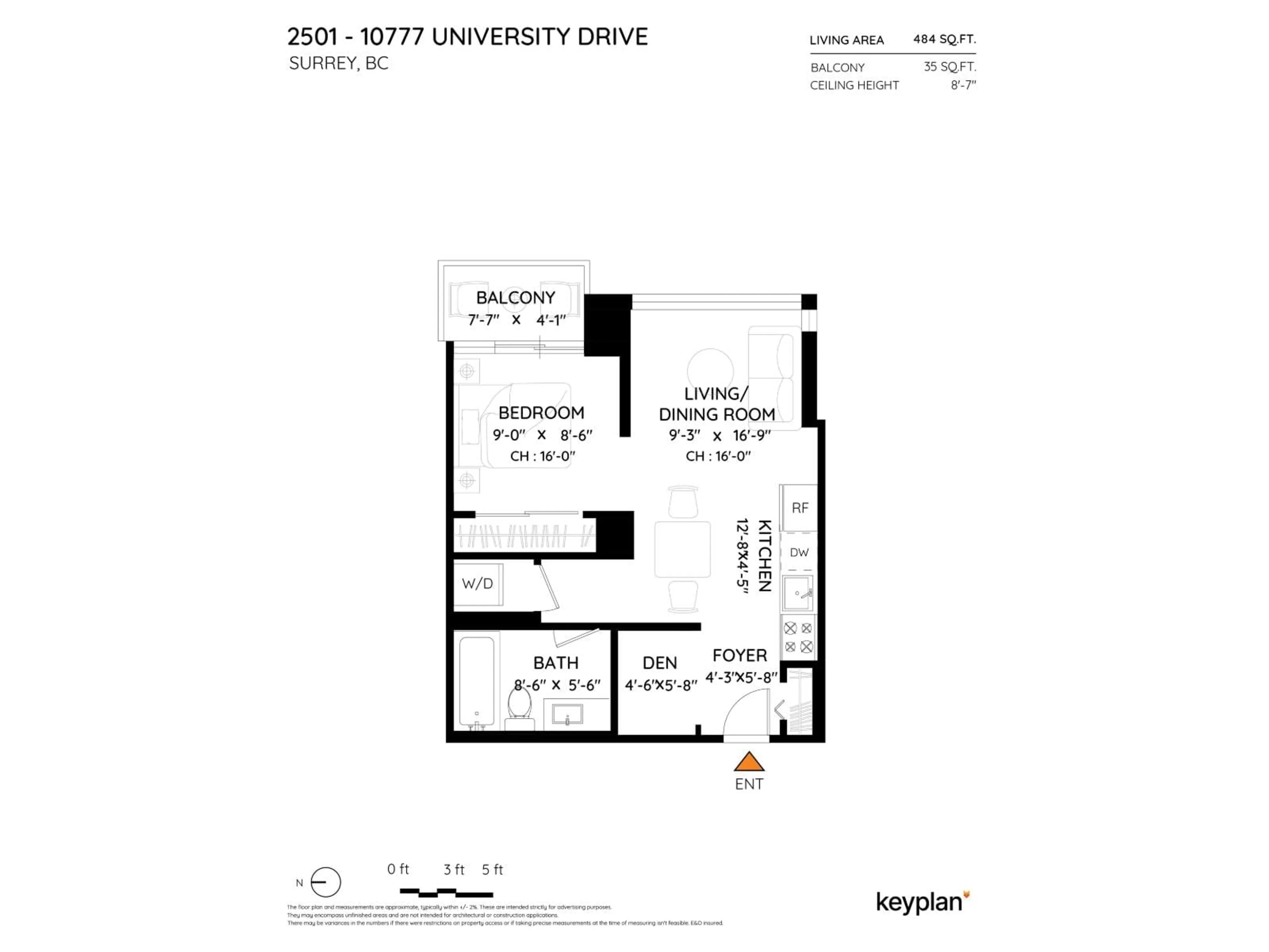 Floor plan for 2501 - 10777 UNIVERSITY DRIVE, Surrey British Columbia V3T0E6