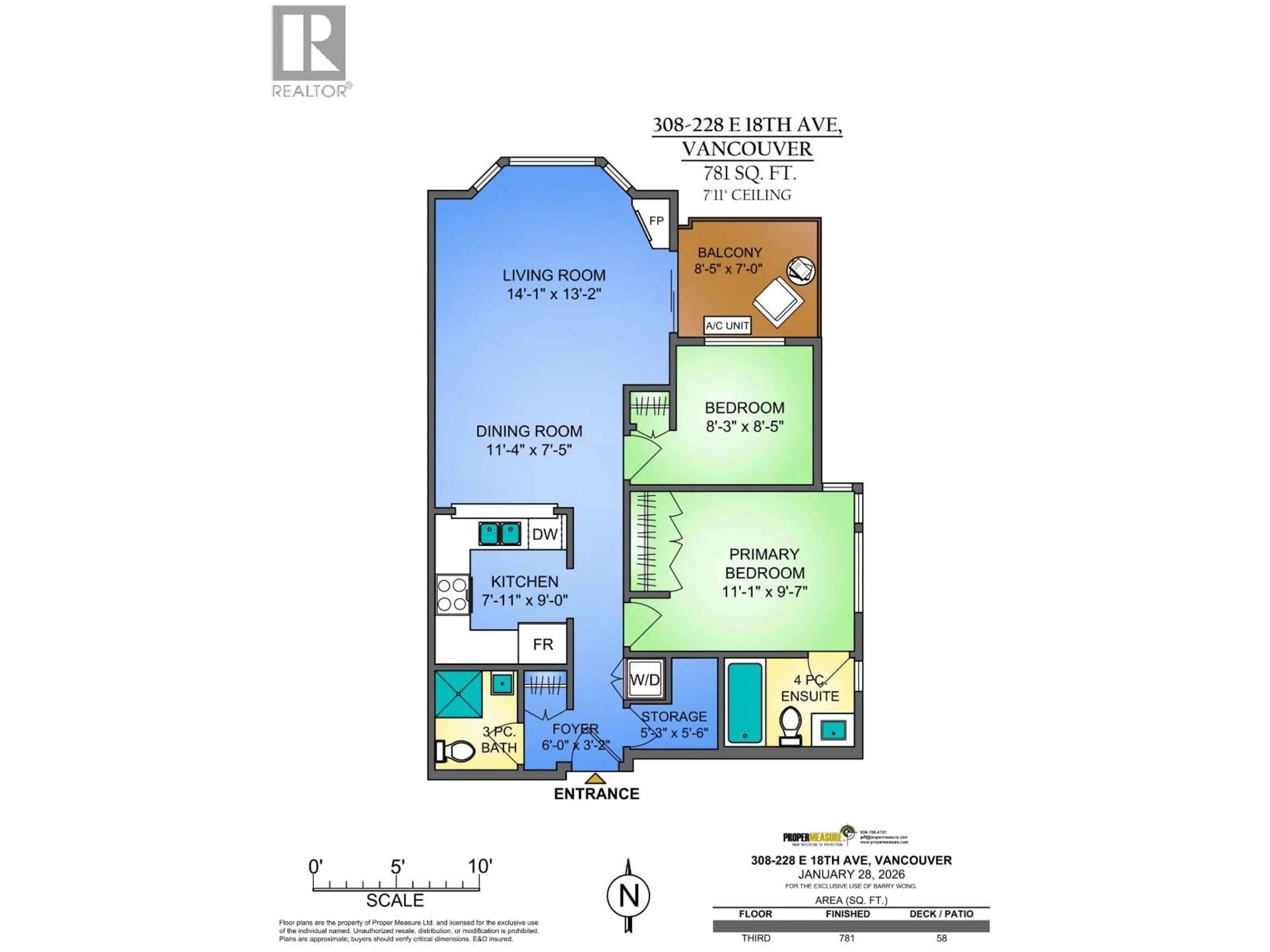 Floor plan for 308 - 228 18TH AVENUE, Vancouver British Columbia V5V1E6