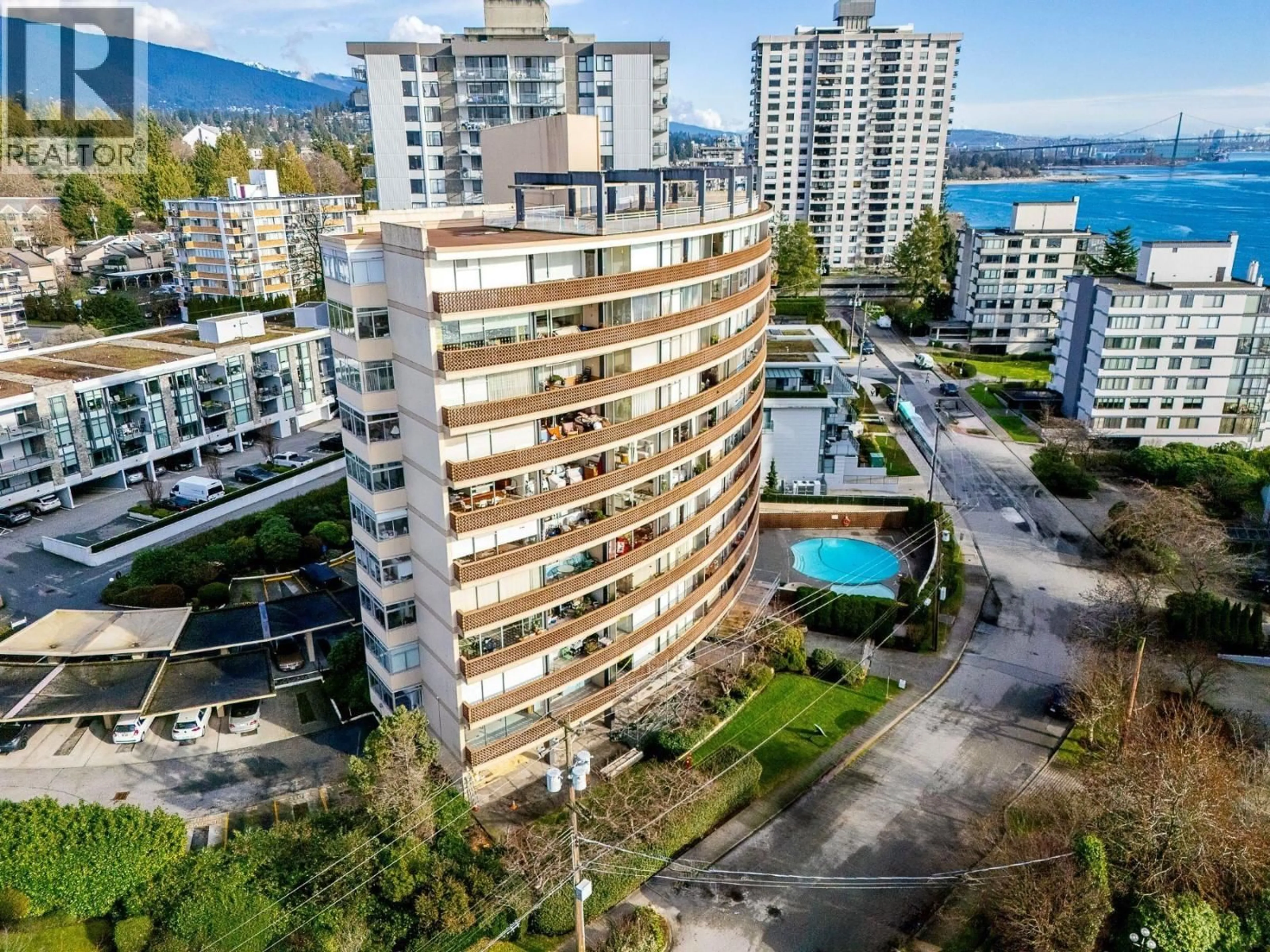 A pic from outside/outdoor area/front of a property/back of a property/a pic from drone, city buildings view from balcony for 105 - 2135 ARGYLE AVENUE, West Vancouver British Columbia V7V1A5