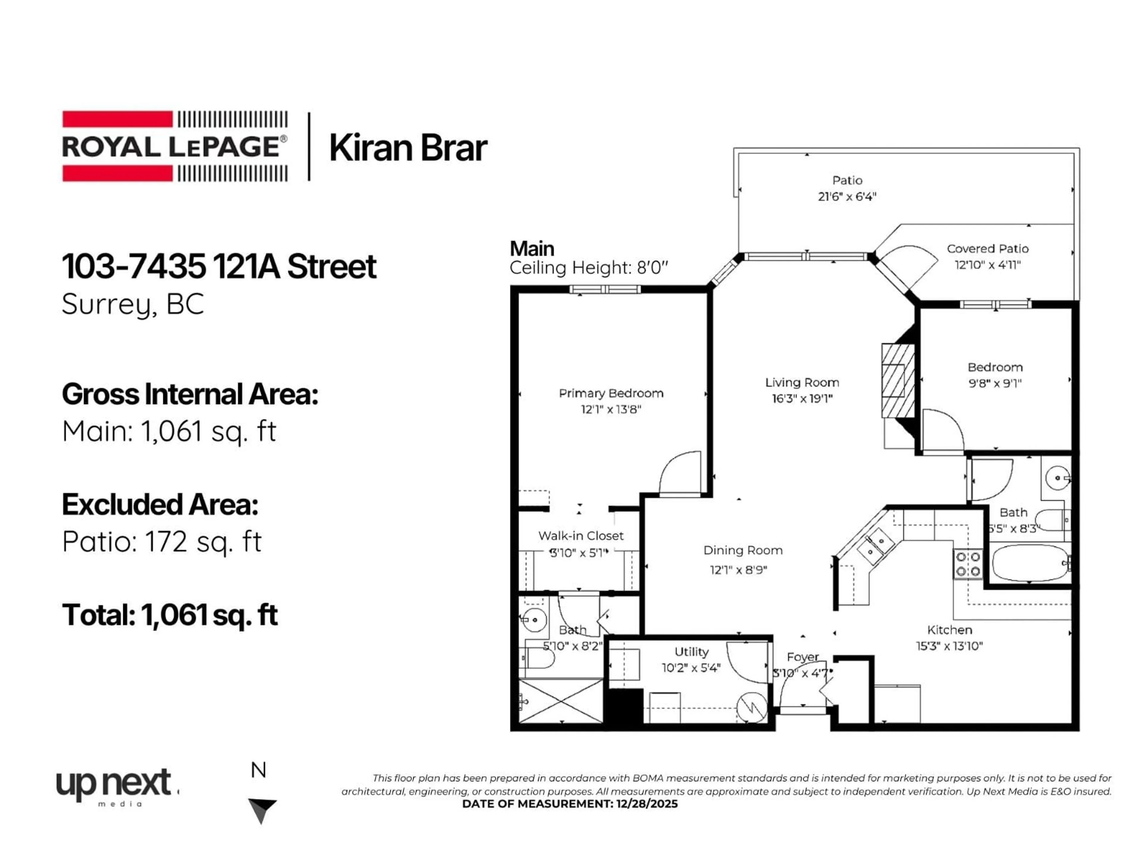 Floor plan for 103 - 7435 121A STREET, Surrey British Columbia V3W0W8