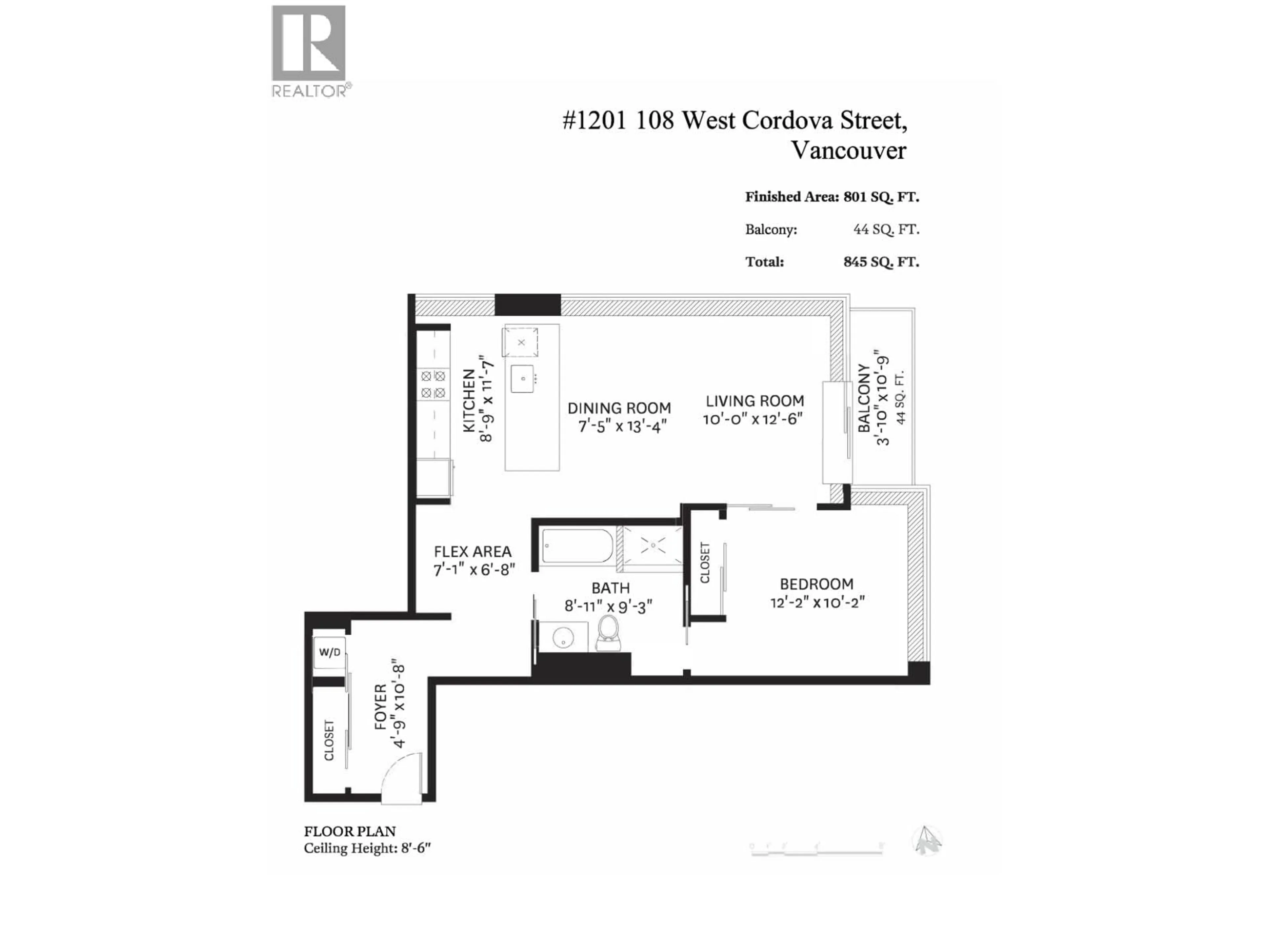 Floor plan for 1201 - 108 CORDOVA STREET, Vancouver British Columbia V6B0G5