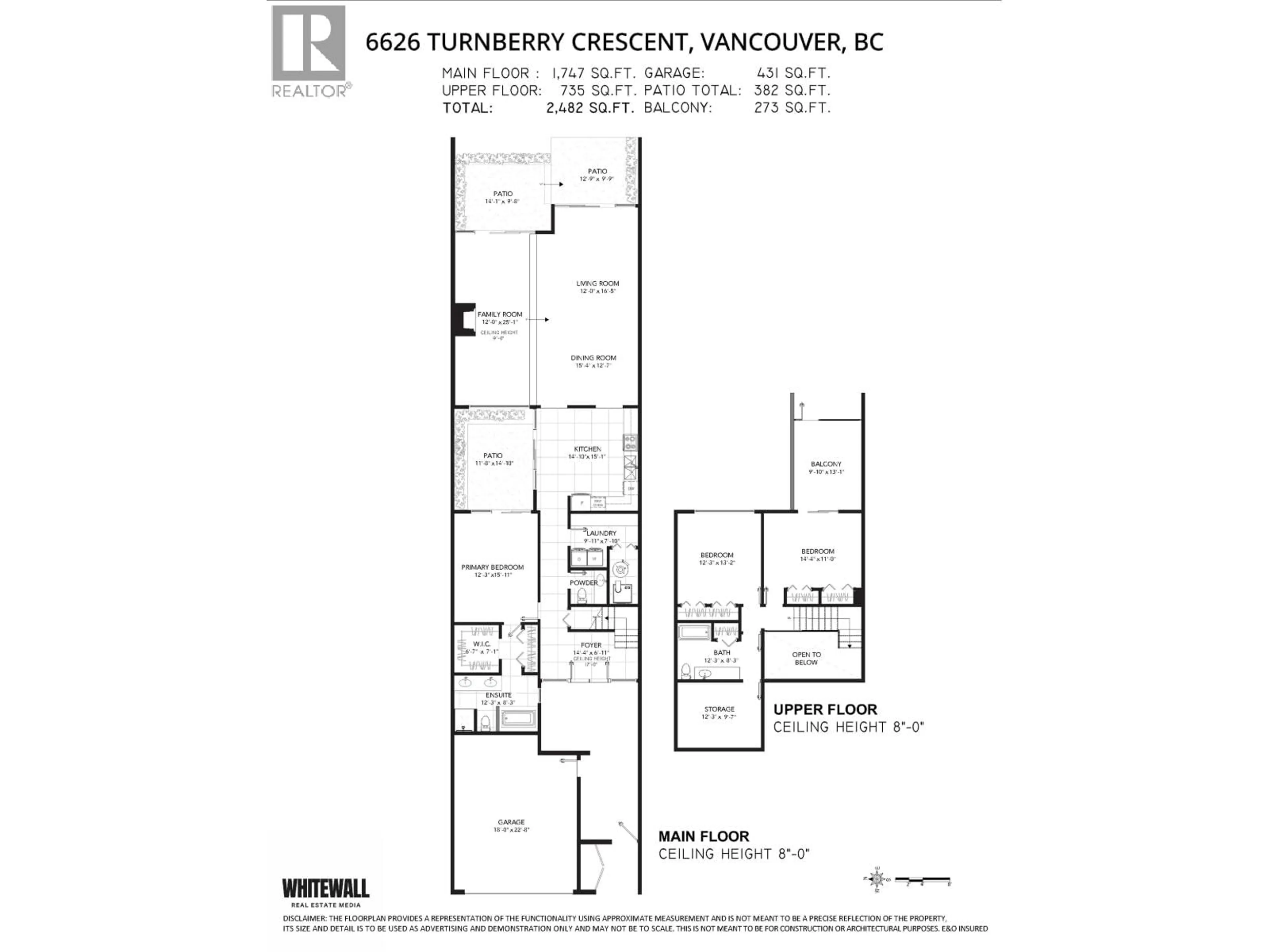 Floor plan for 6626 TURNBERRY CRESCENT, Vancouver British Columbia V5X4M8