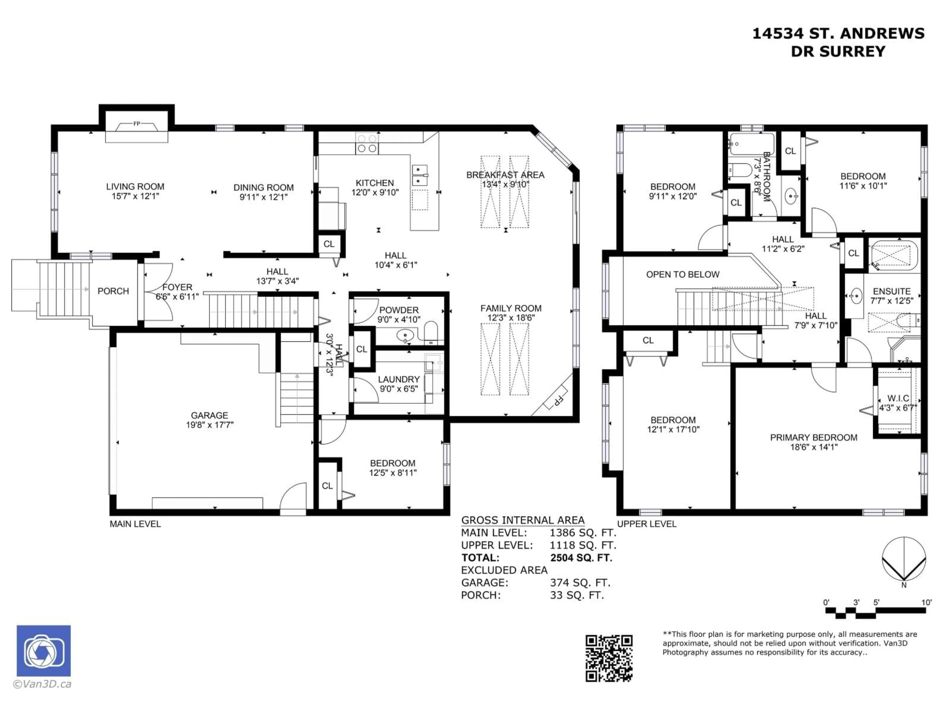 Floor plan for 14534 ST. ANDREWS DRIVE, Surrey British Columbia V3R0W5