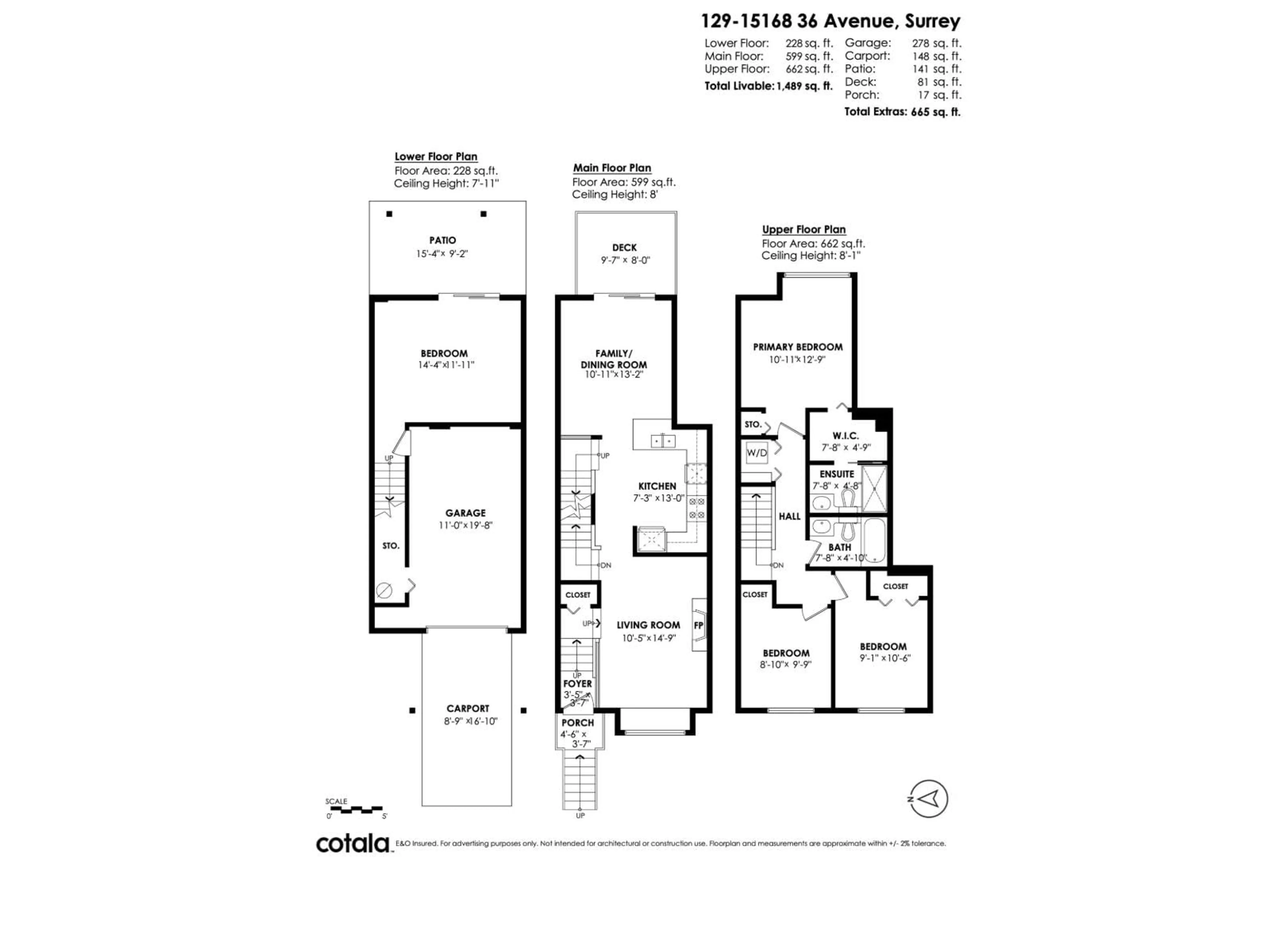 Floor plan for 129 - 15168 36 AVENUE, Surrey British Columbia V3Z0Z6