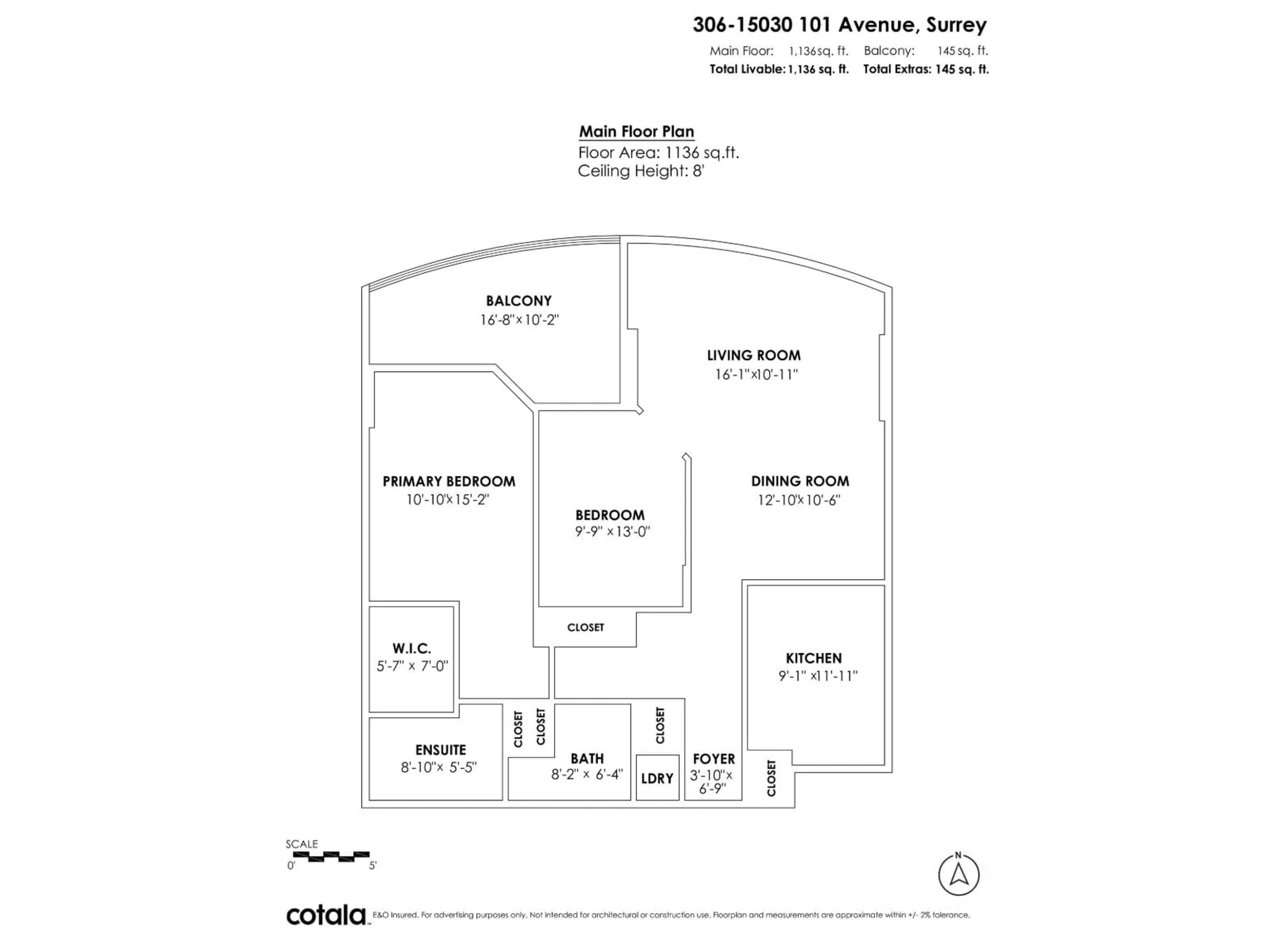 Floor plan for 306 - 15030 101 AVENUE, Surrey British Columbia V3R0N3