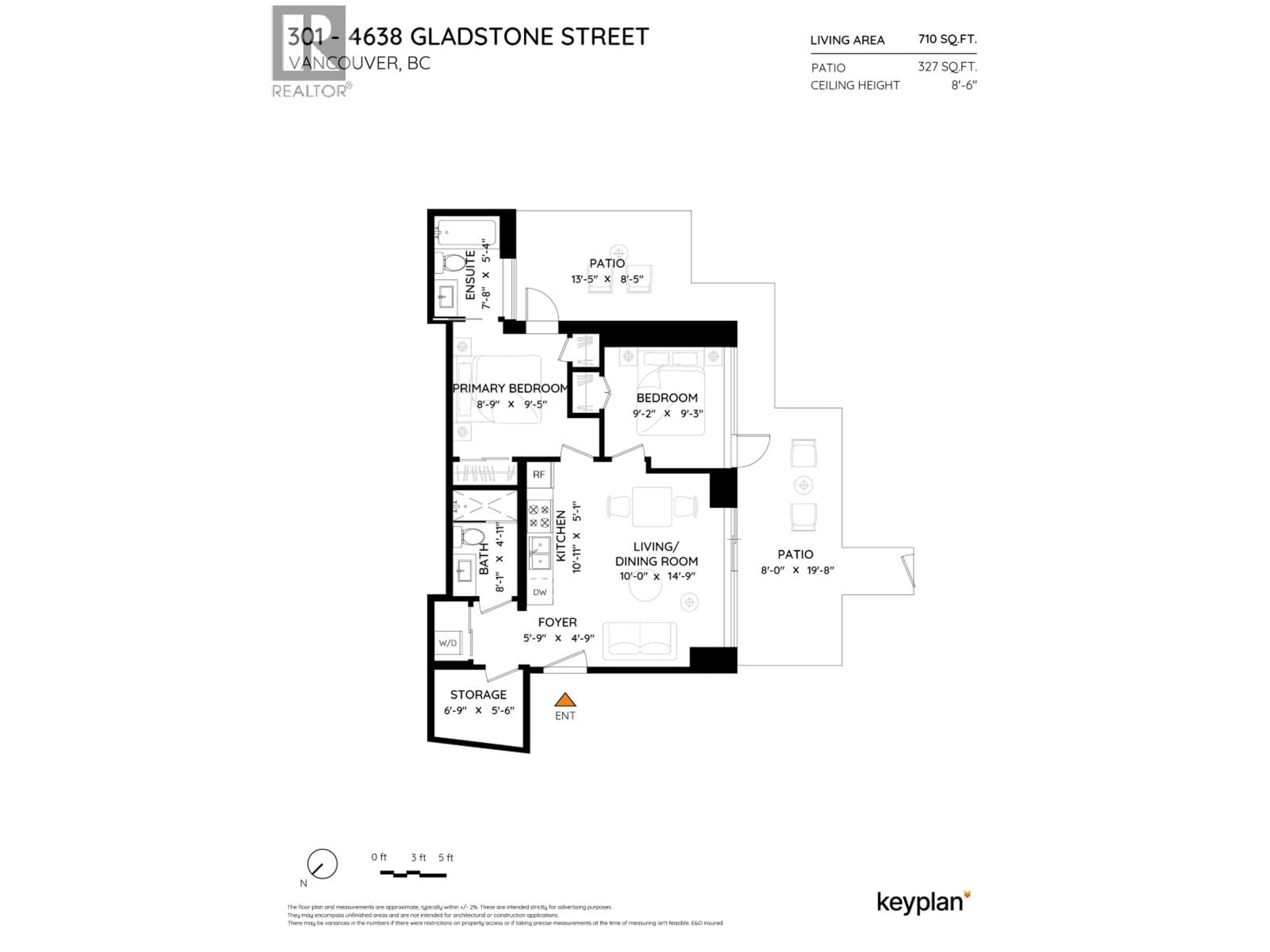 Floor plan for 301 - 4638 GLADSTONE STREET, Vancouver British Columbia V5N0G5