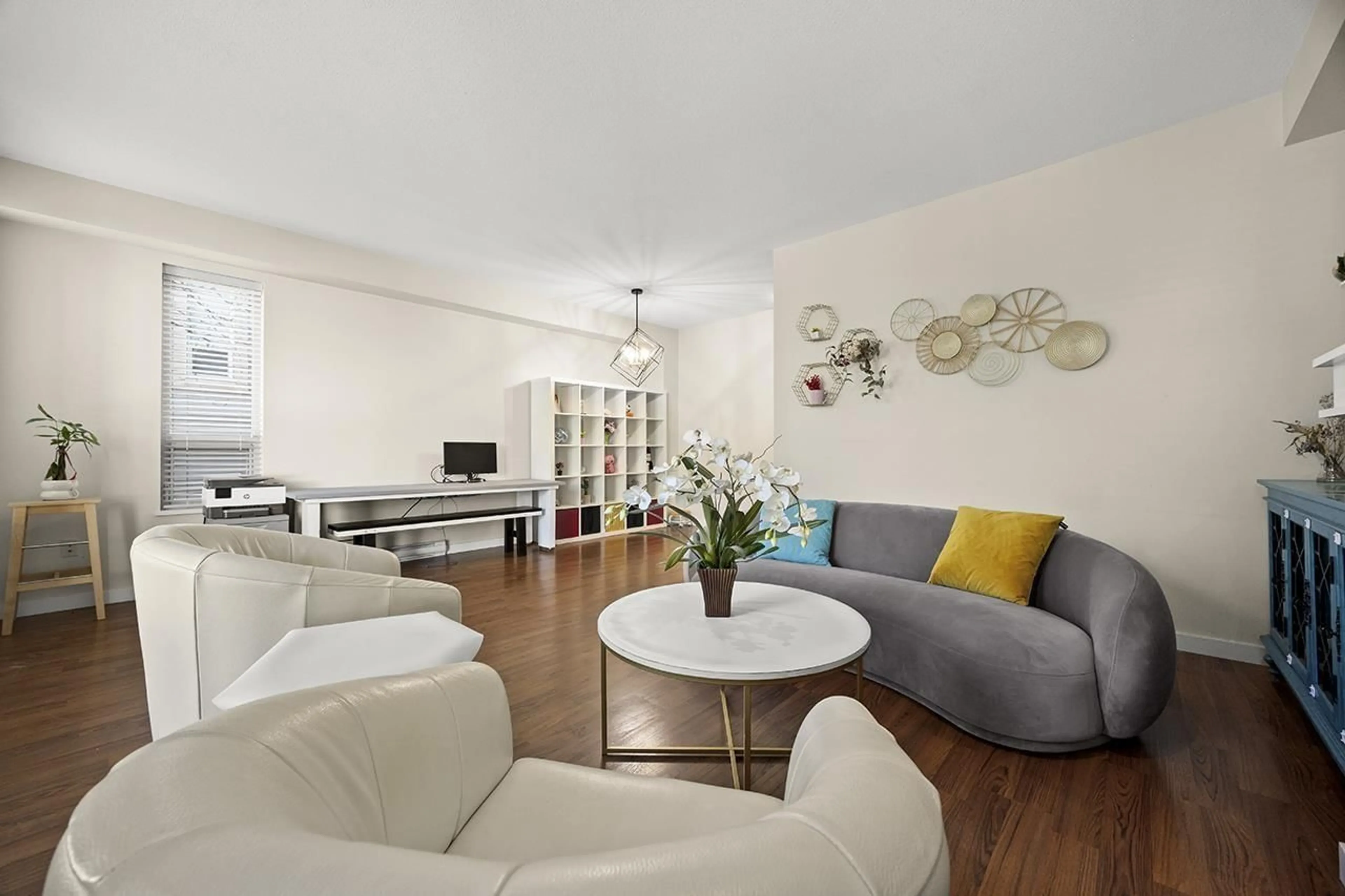 Living room with furniture, wood/laminate floor for 67 - 2738 158 STREET, Surrey British Columbia V3Z3K3