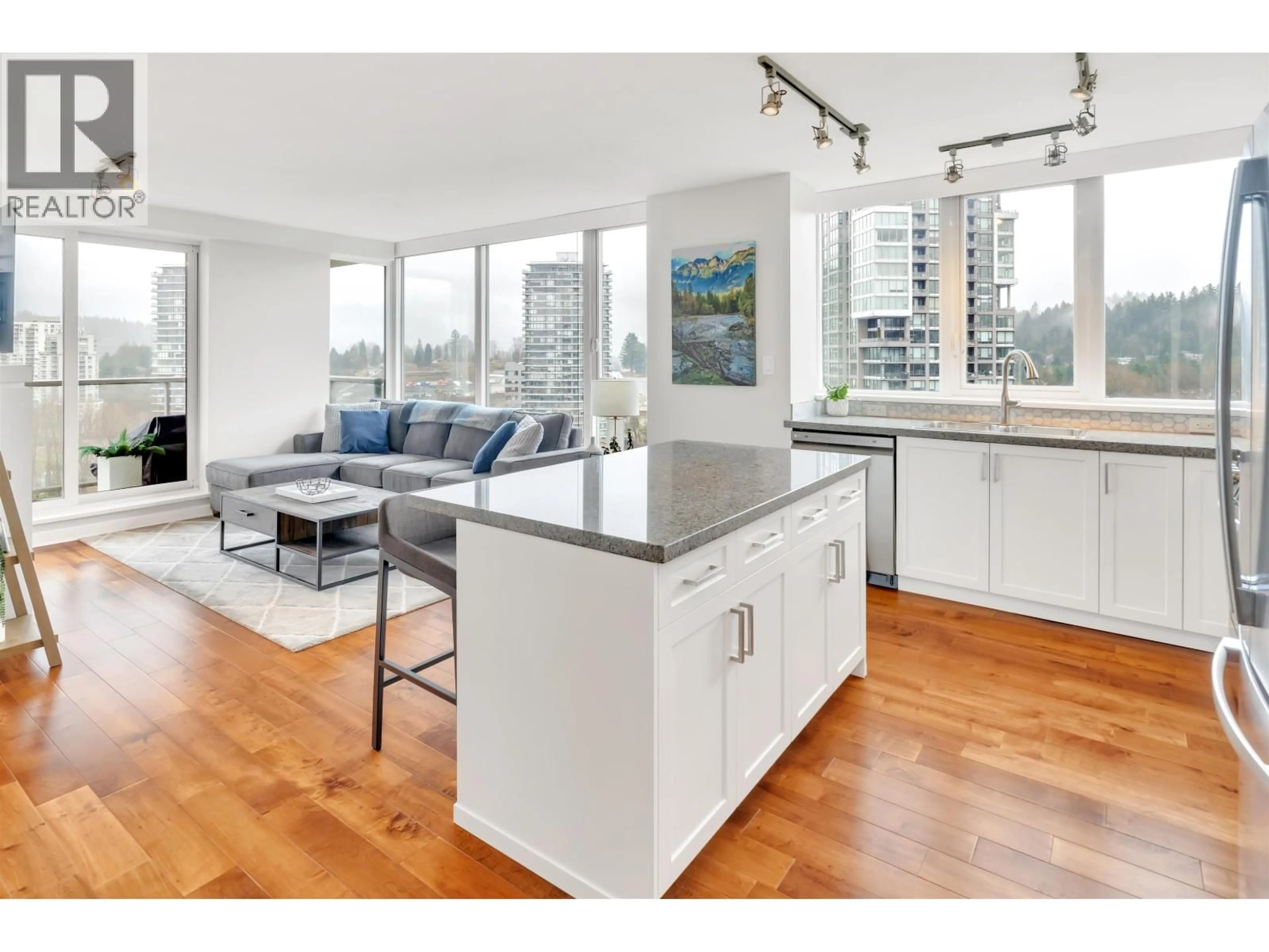 Open concept kitchen, wood/laminate floor for 2108 - 660 NOOTKA WAY, Port Moody British Columbia V3H0B7