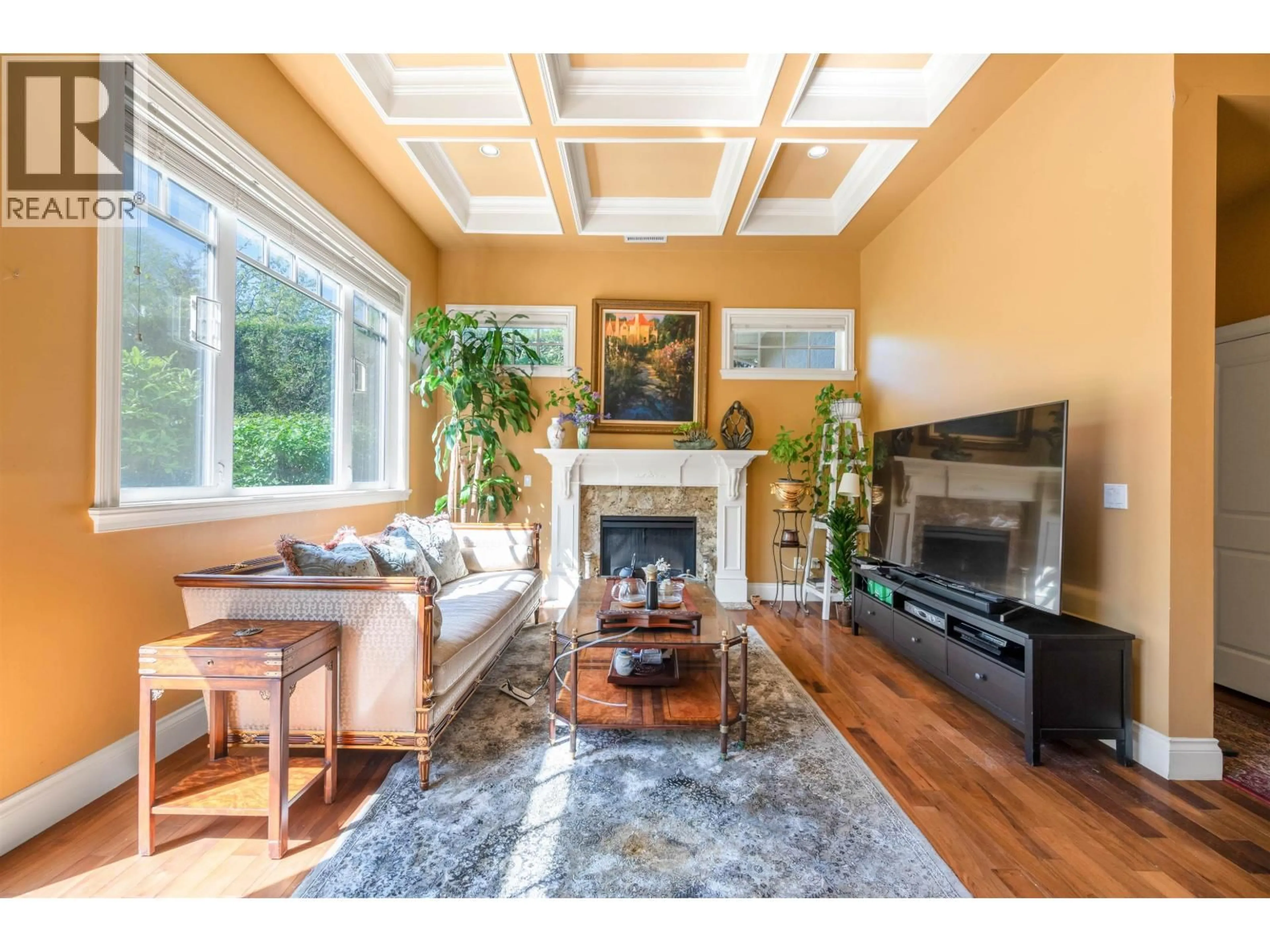 Living room with furniture, wood/laminate floor for 6261 ADERA STREET, Vancouver British Columbia V6M3J5