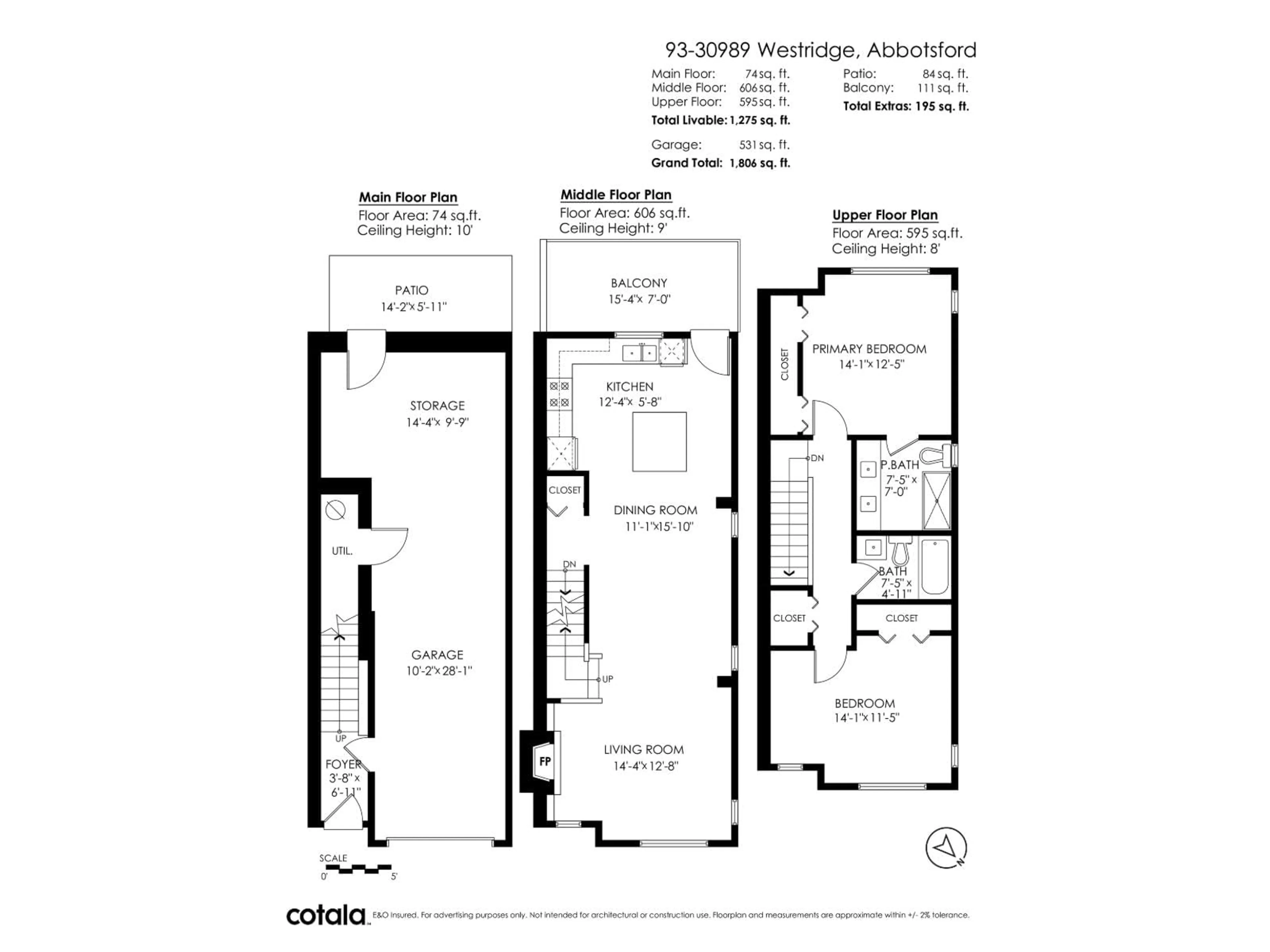 Floor plan for 93 - 30989 WESTRIDGE PLACE, Abbotsford British Columbia V2T0E7