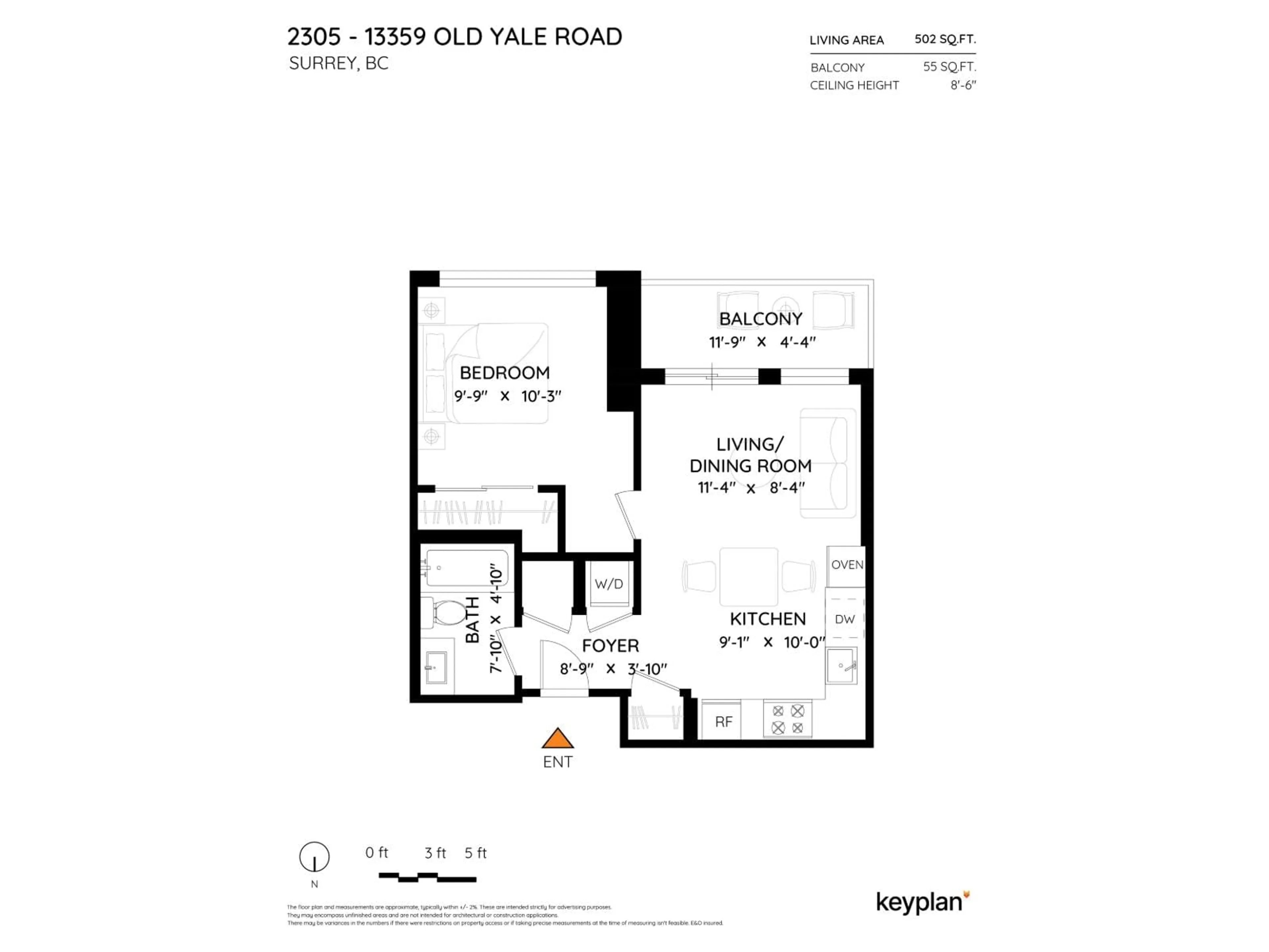 Floor plan for 2305 - 13359 OLD YALE ROAD, Surrey British Columbia V3T0S4