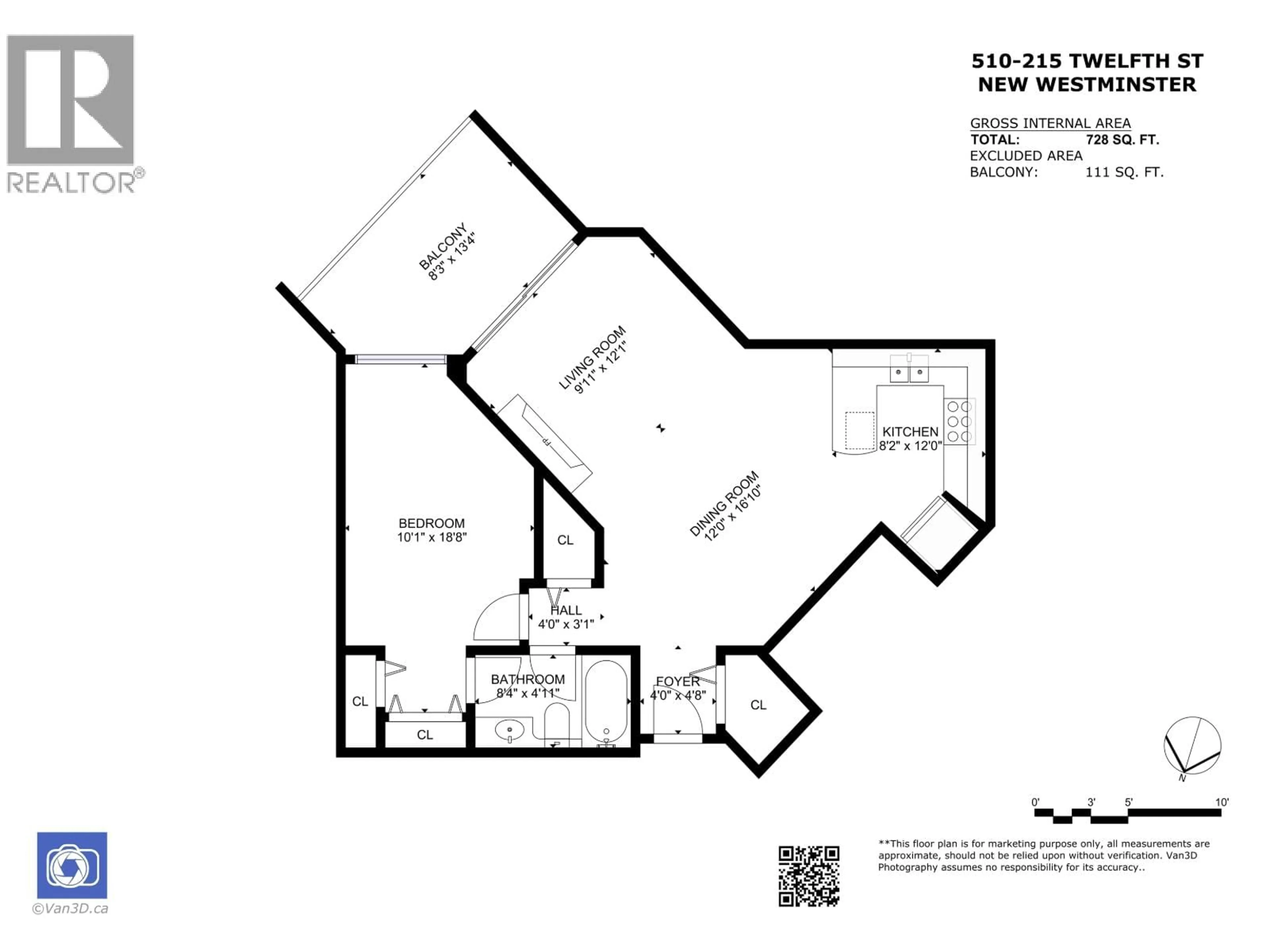 Floor plan for 510 - 215 TWELFTH STREET, New Westminster British Columbia V3M4H4