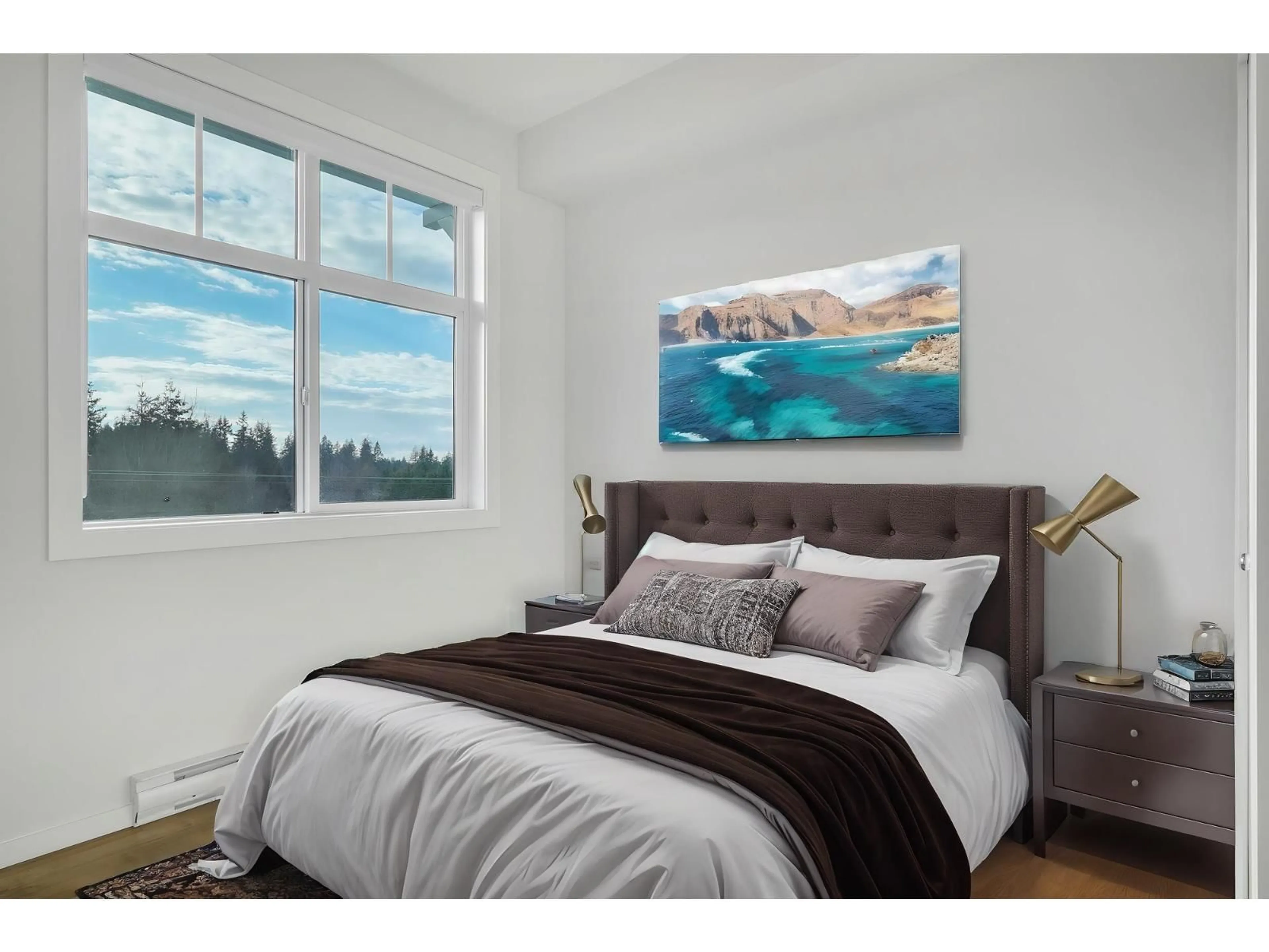 Bedroom with bed, wood/laminate floor for 404 - 3315 148 STREET, Surrey British Columbia V4P0H5
