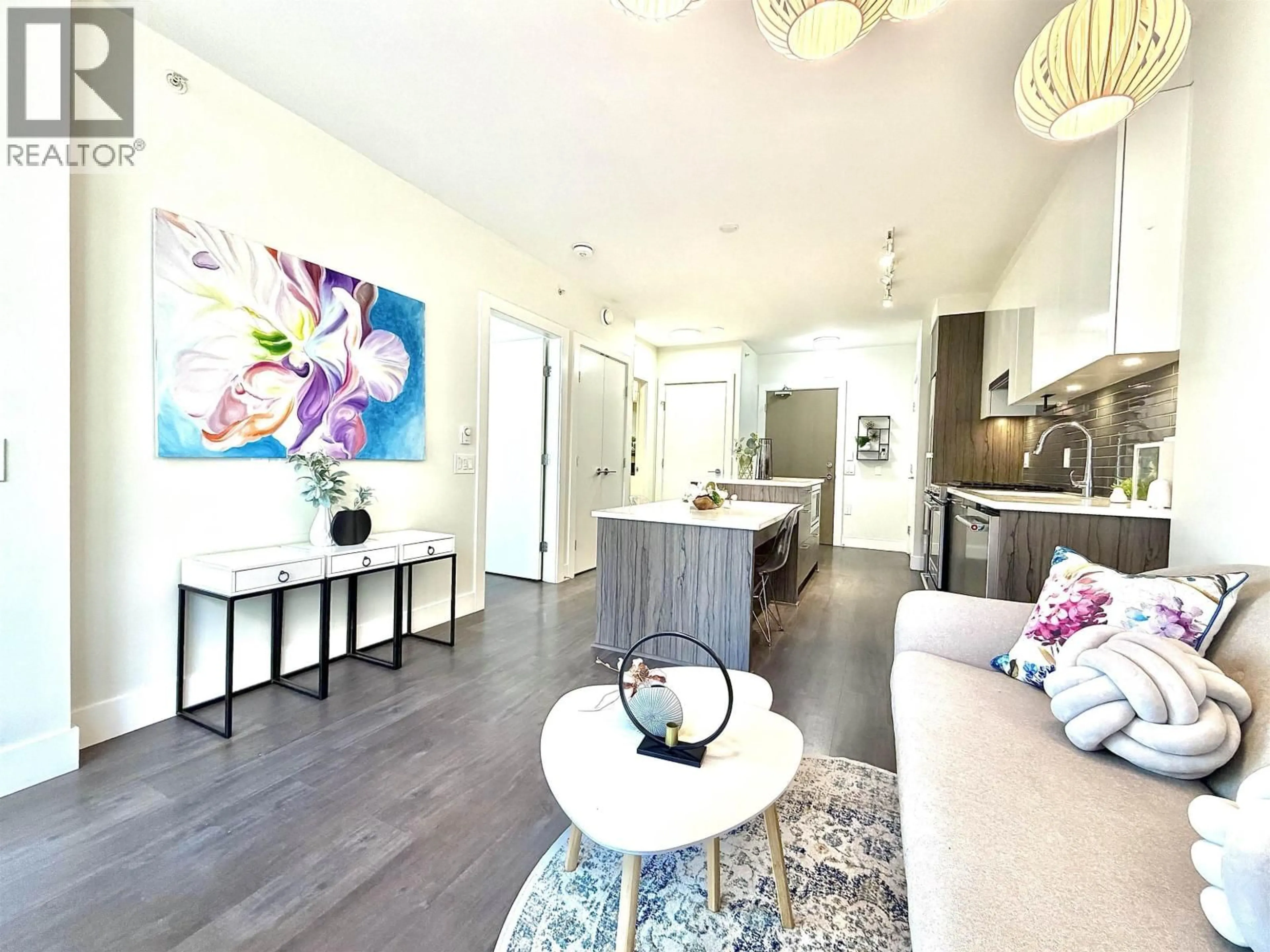 Open concept kitchen, wood/laminate floor for 408 - 258 NELSON'S COURT, New Westminster British Columbia V3L0J9