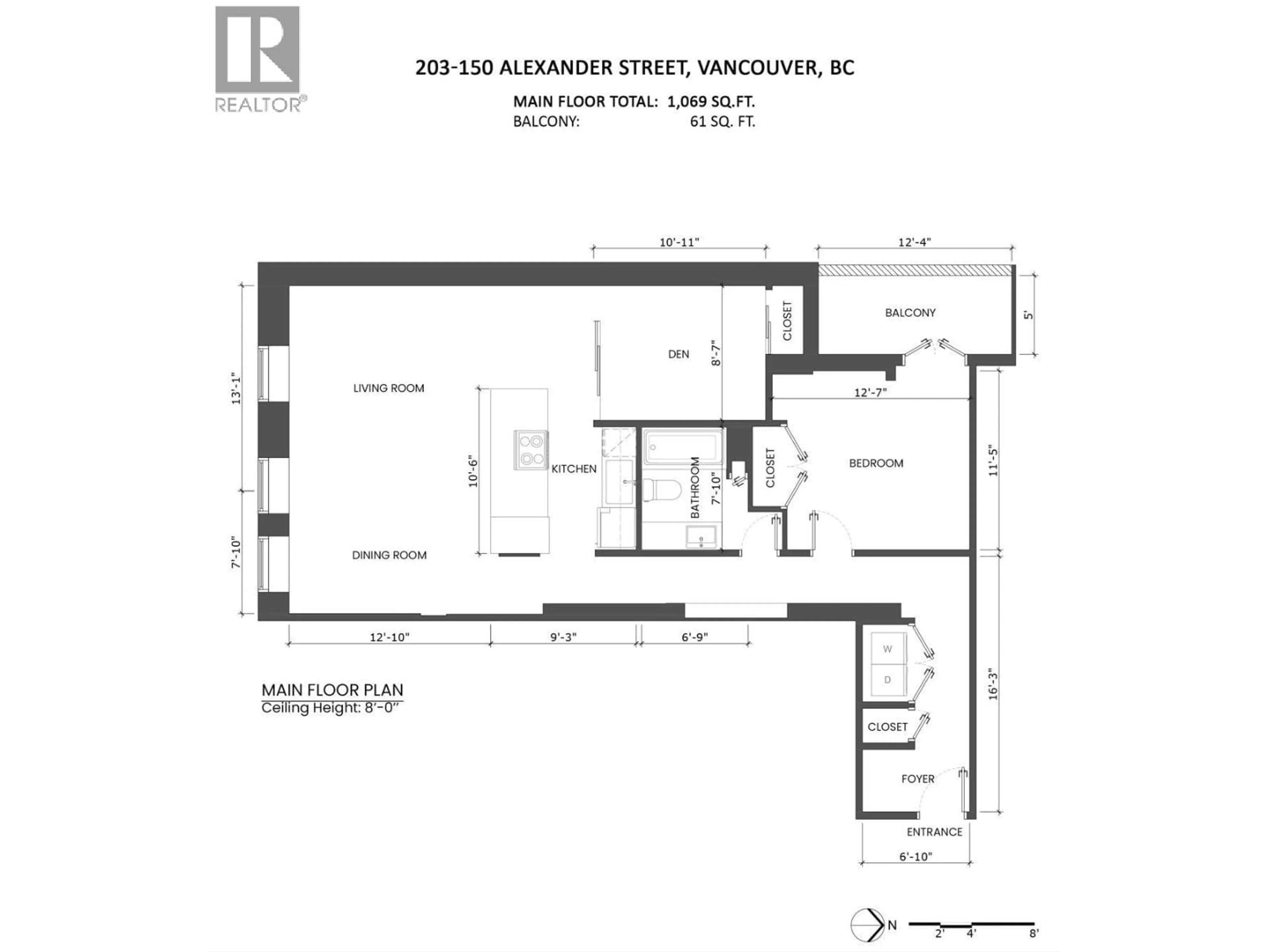 Floor plan for 203 - 150 ALEXANDER STREET, Vancouver British Columbia V6A1B5