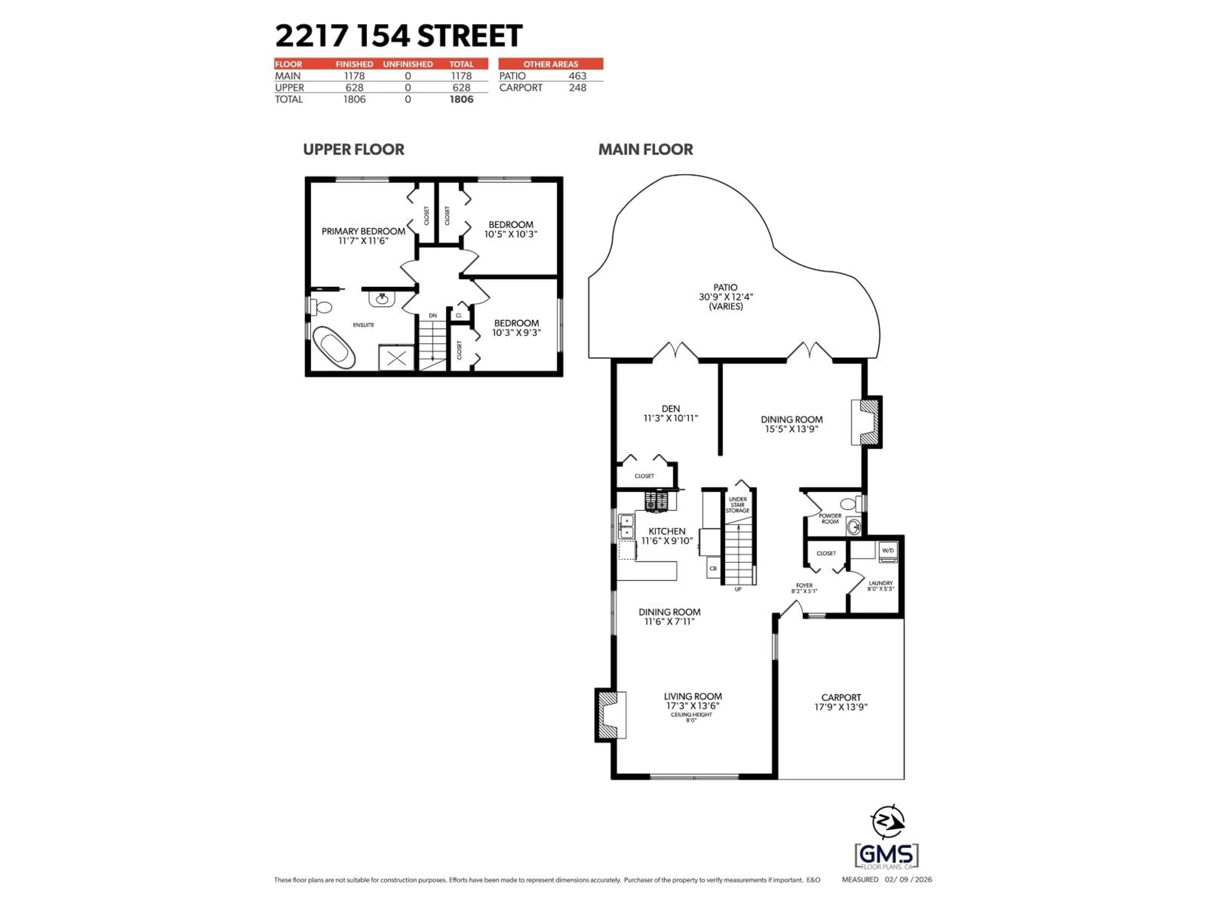 Floor plan for 2217 154 STREET, Surrey British Columbia V4A4S6