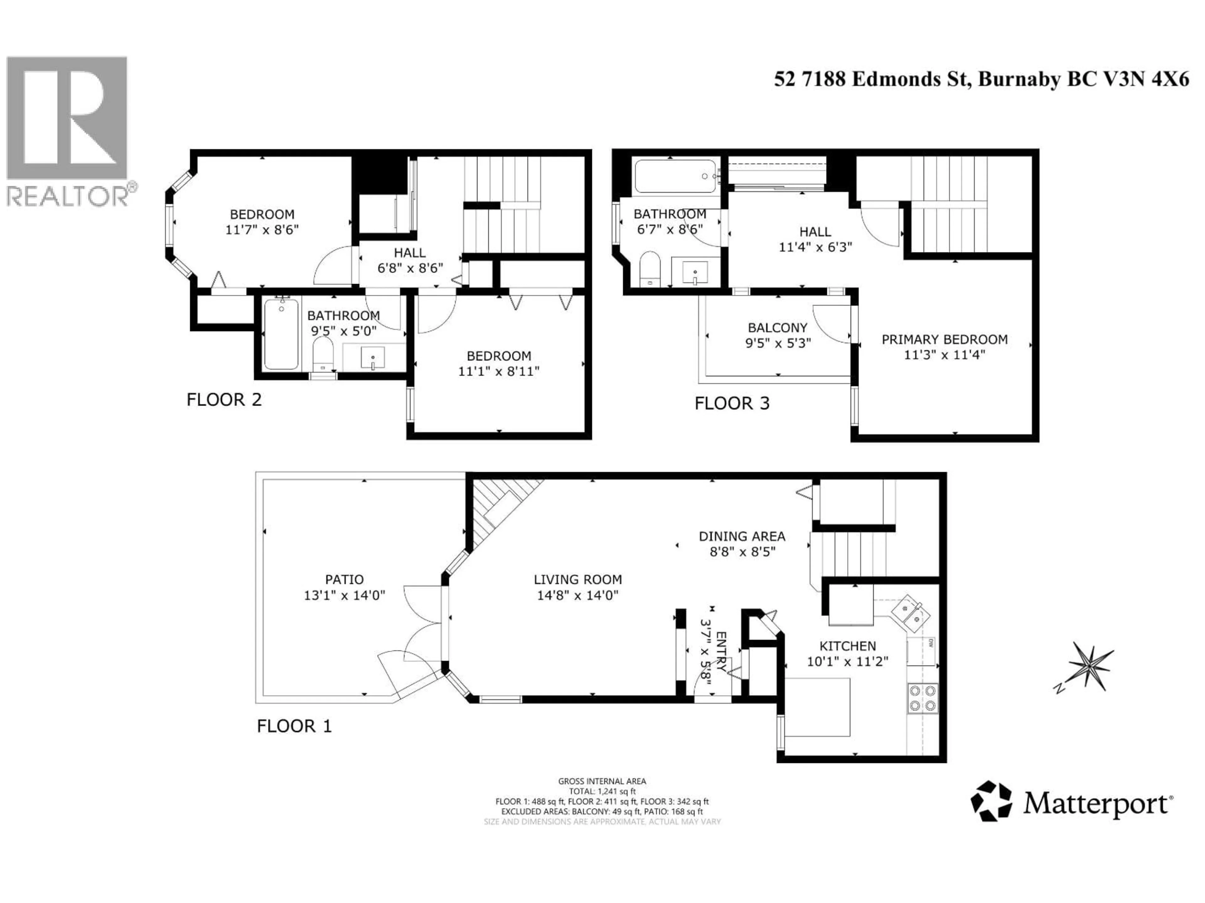 Floor plan for 52 - 7188 EDMONDS STREET, Burnaby British Columbia V3N4X6