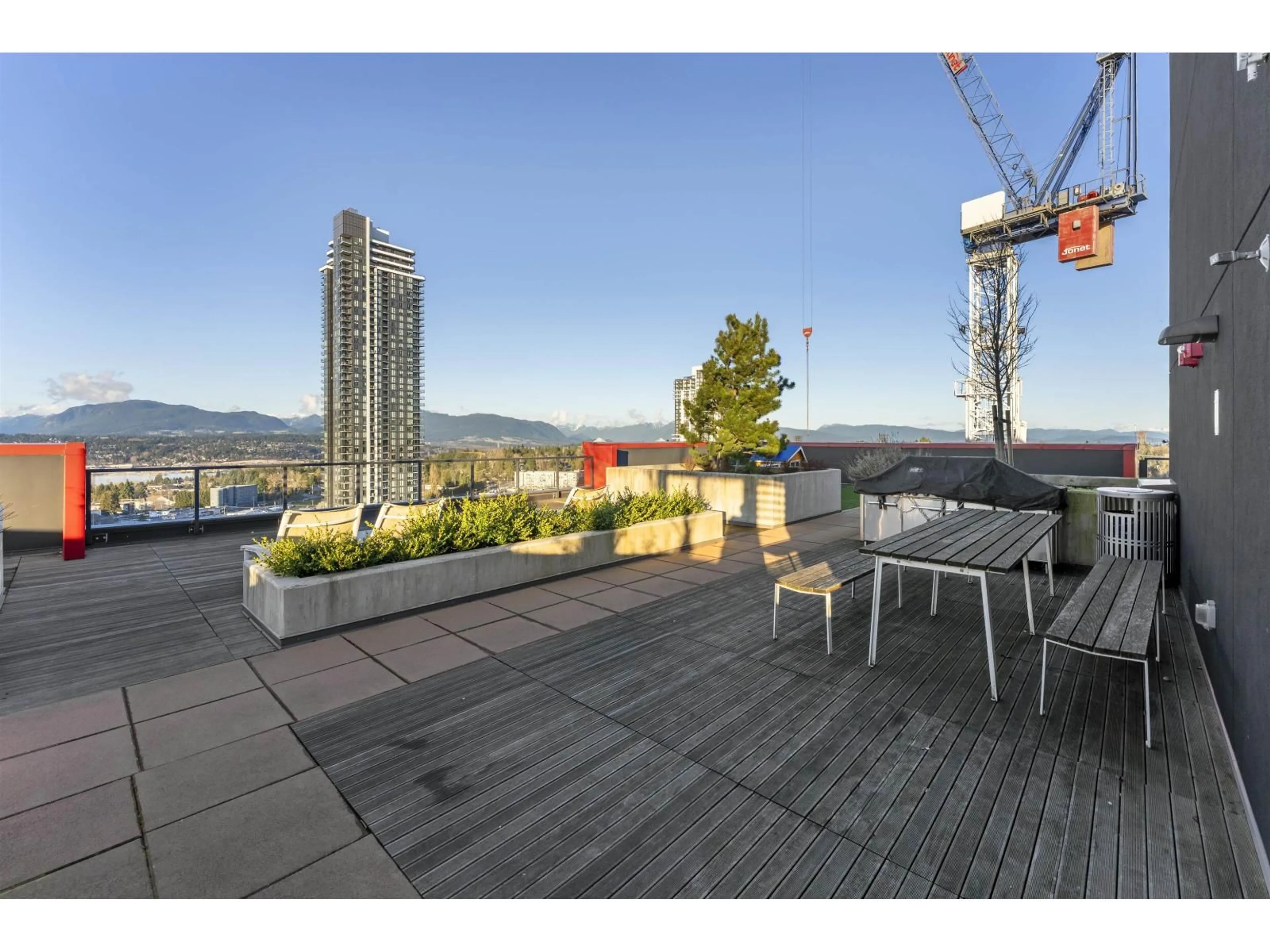 Patio, city buildings view from balcony for 1409 - 10626 CITY PARKWAY, Surrey British Columbia V3T0S3