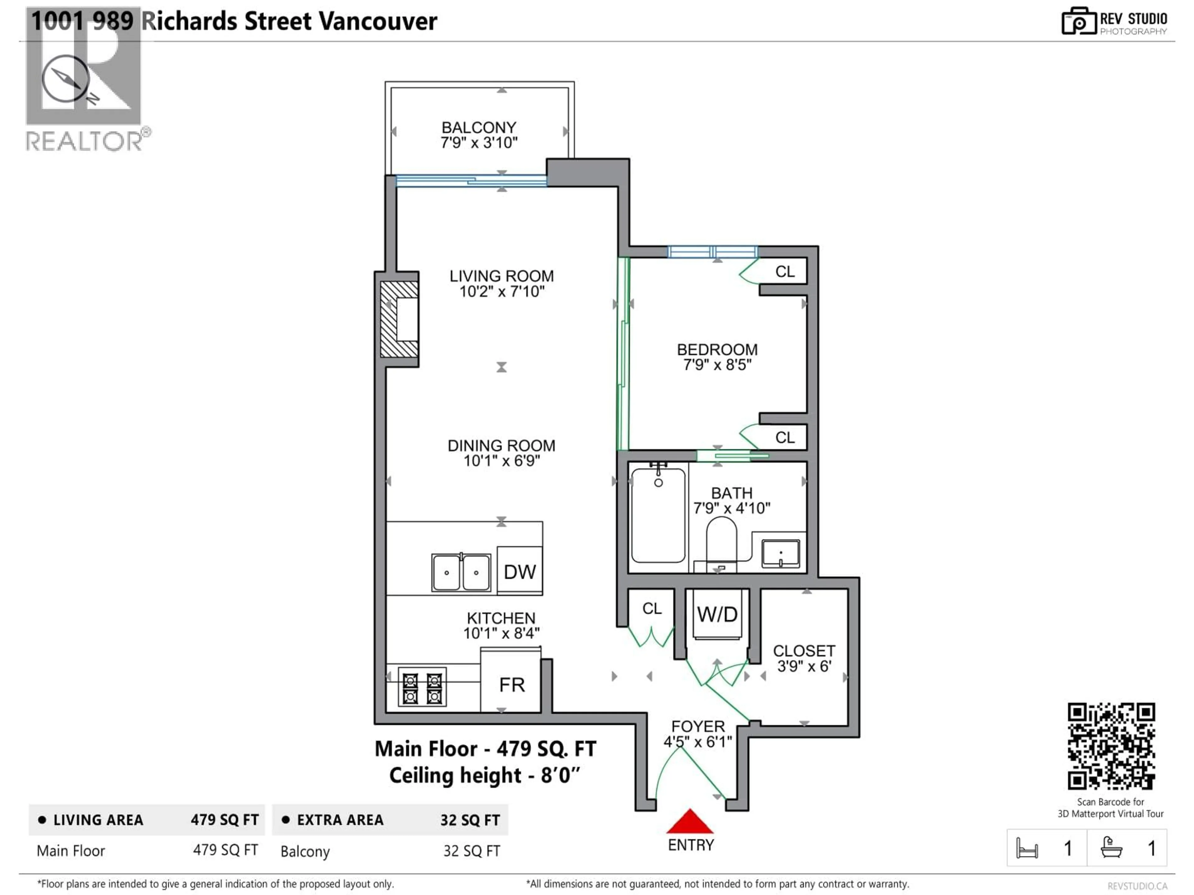Floor plan for 1001 - 989 RICHARDS STREET, Vancouver British Columbia V6B6R6