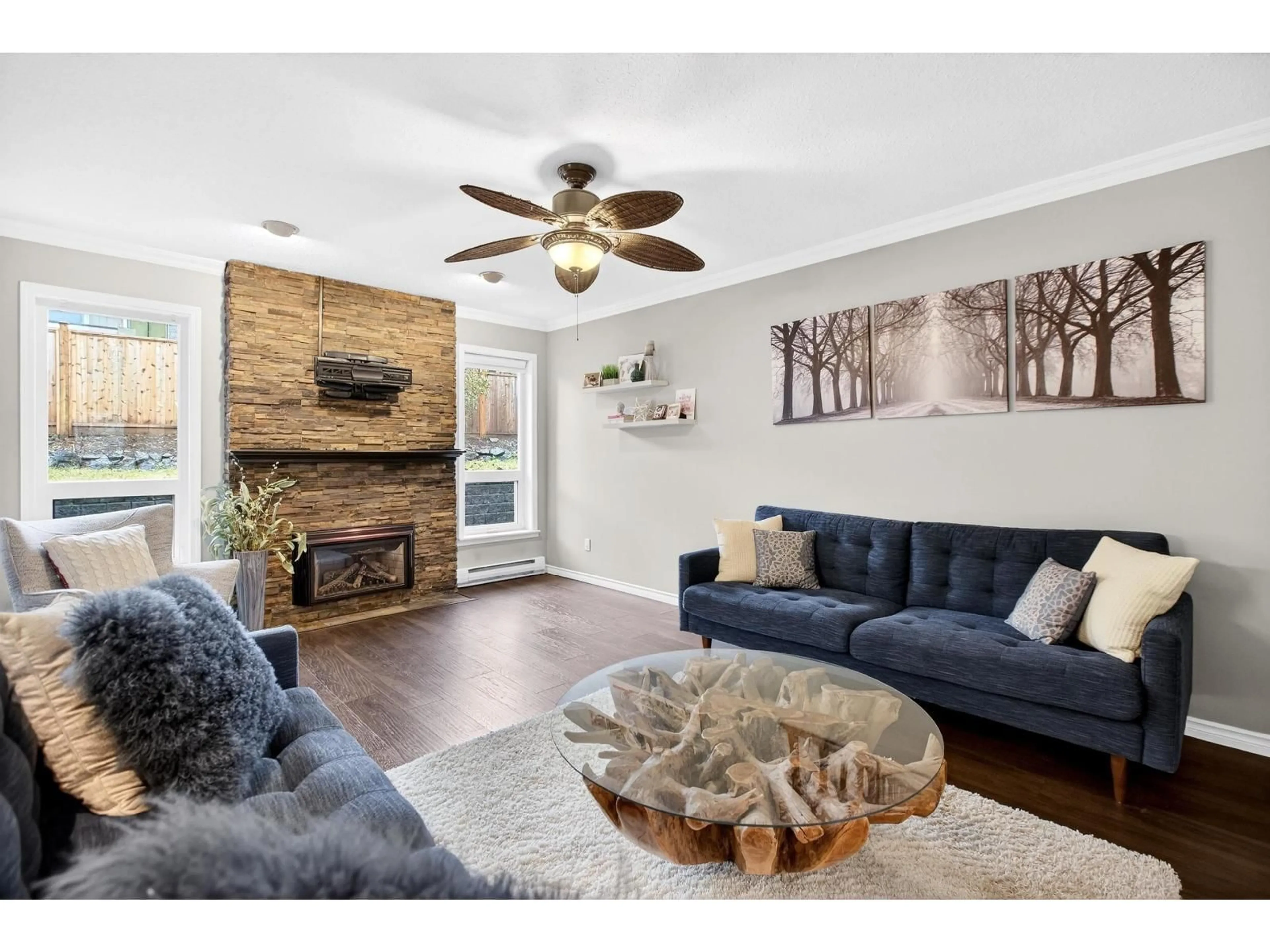 Living room with furniture, wood/laminate floor for 19712 49TH AVENUE, Langley British Columbia V3A3R3