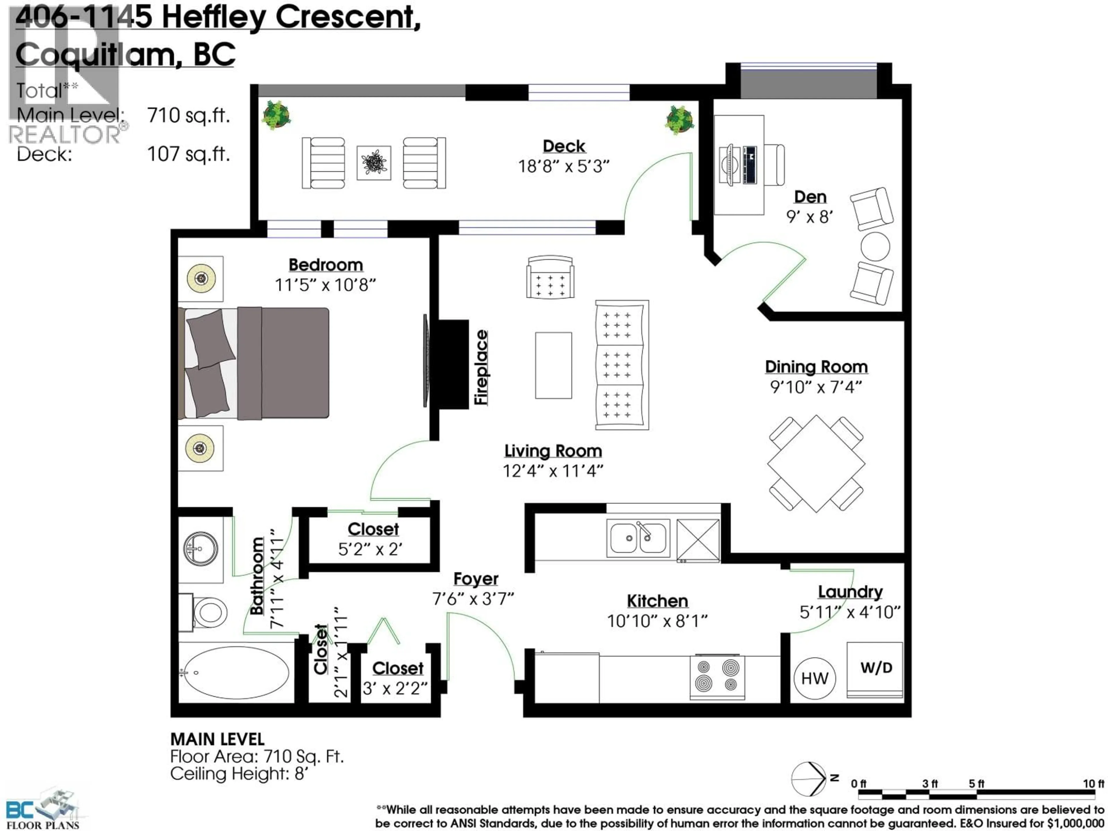 Floor plan for 406 - 1145 HEFFLEY CRESCENT, Coquitlam British Columbia V3B7Z3