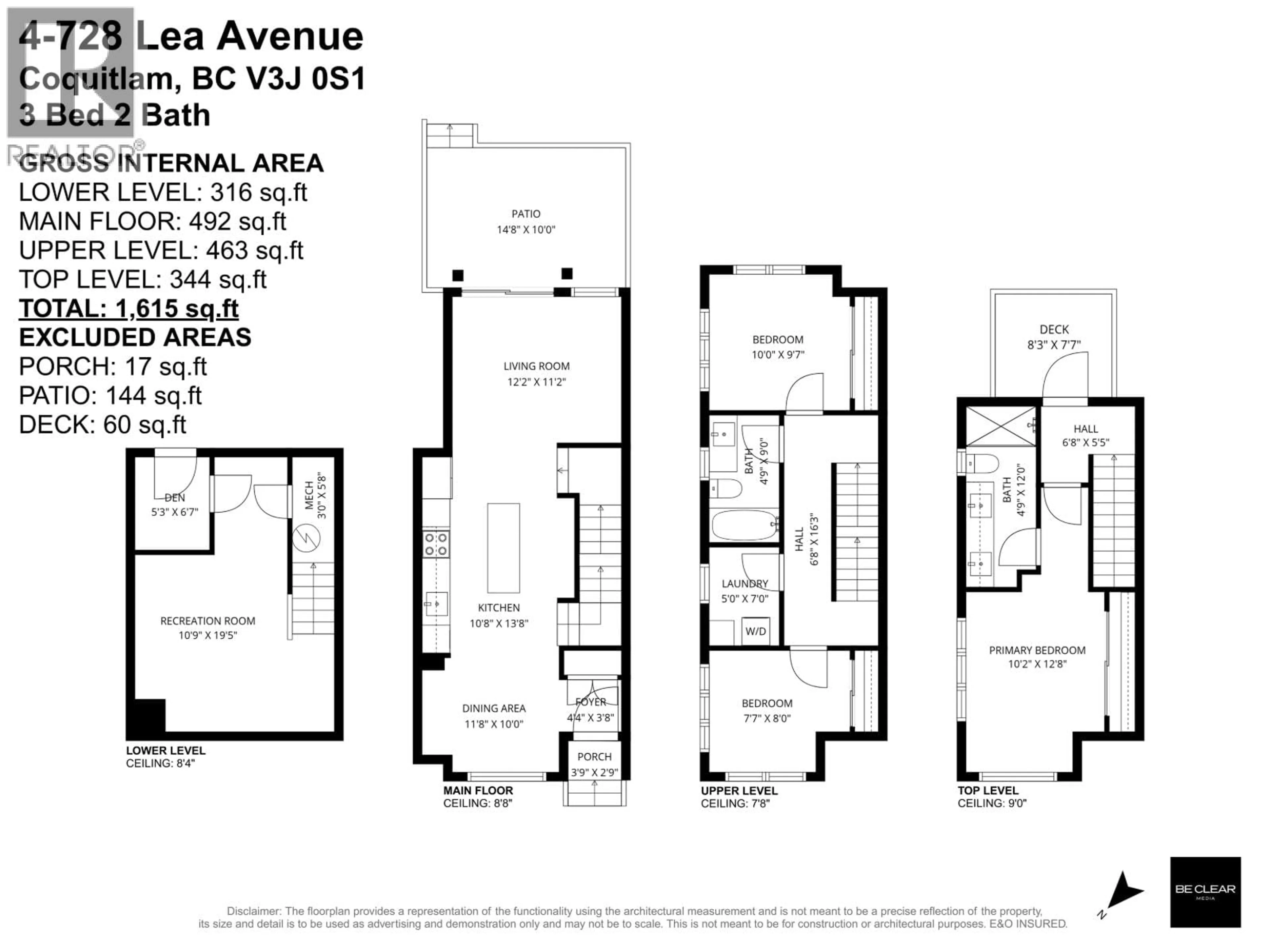 Floor plan for 4 - 728 LEA AVENUE, Coquitlam British Columbia V3J0S1