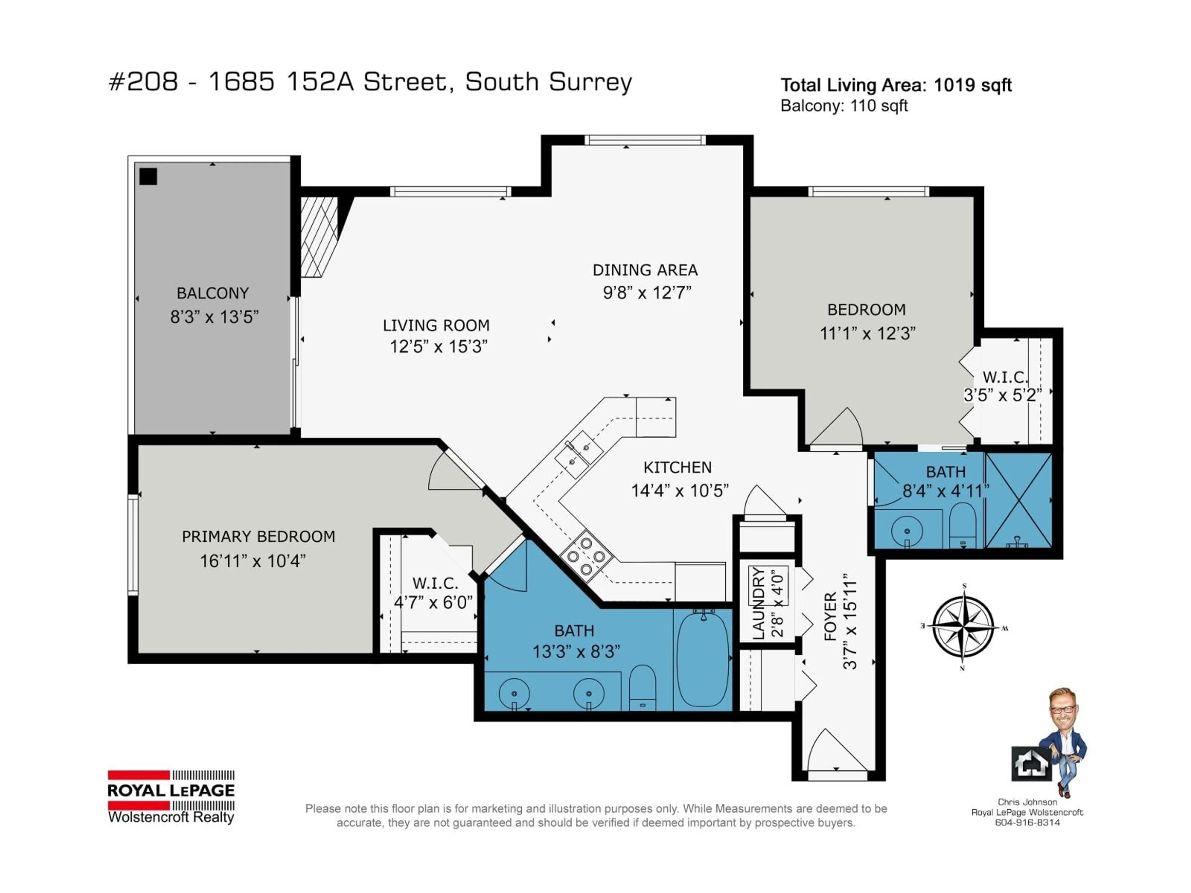 Floor plan for 208 - 1685 152A STREET, Surrey British Columbia V4A9Y1