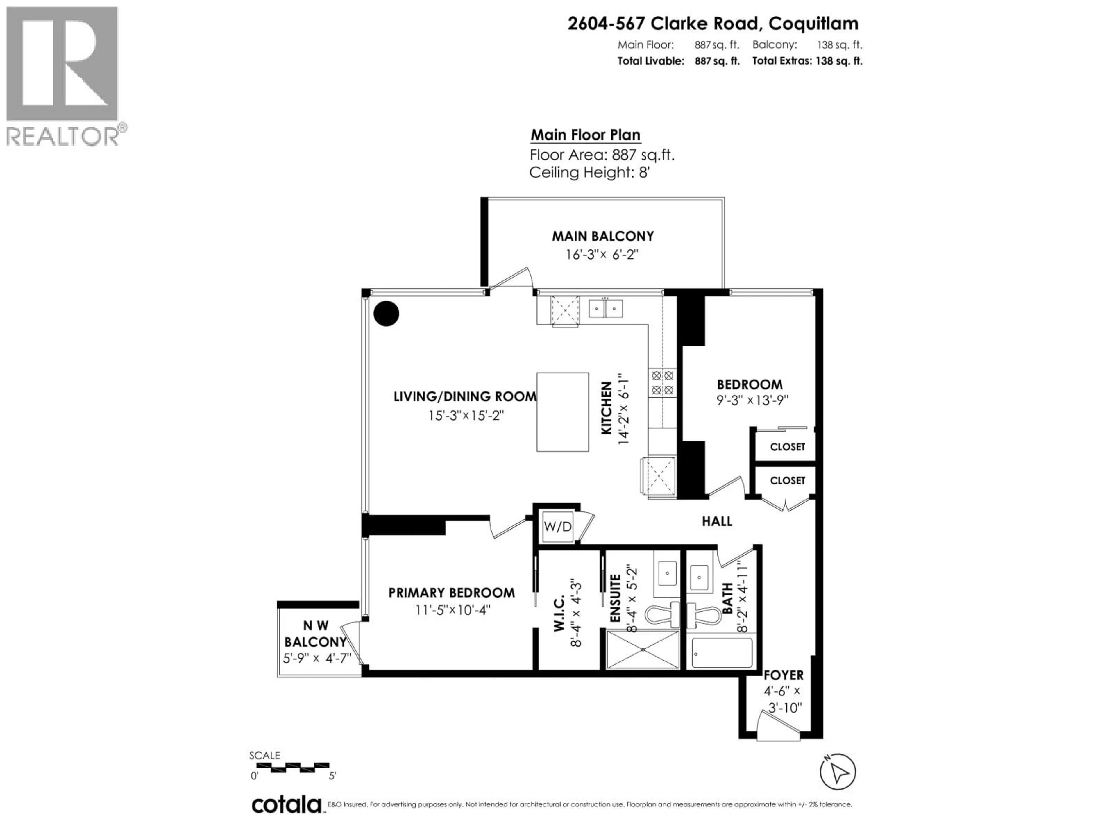Floor plan for 2604 - 567 CLARKE ROAD, Coquitlam British Columbia V3J0K7