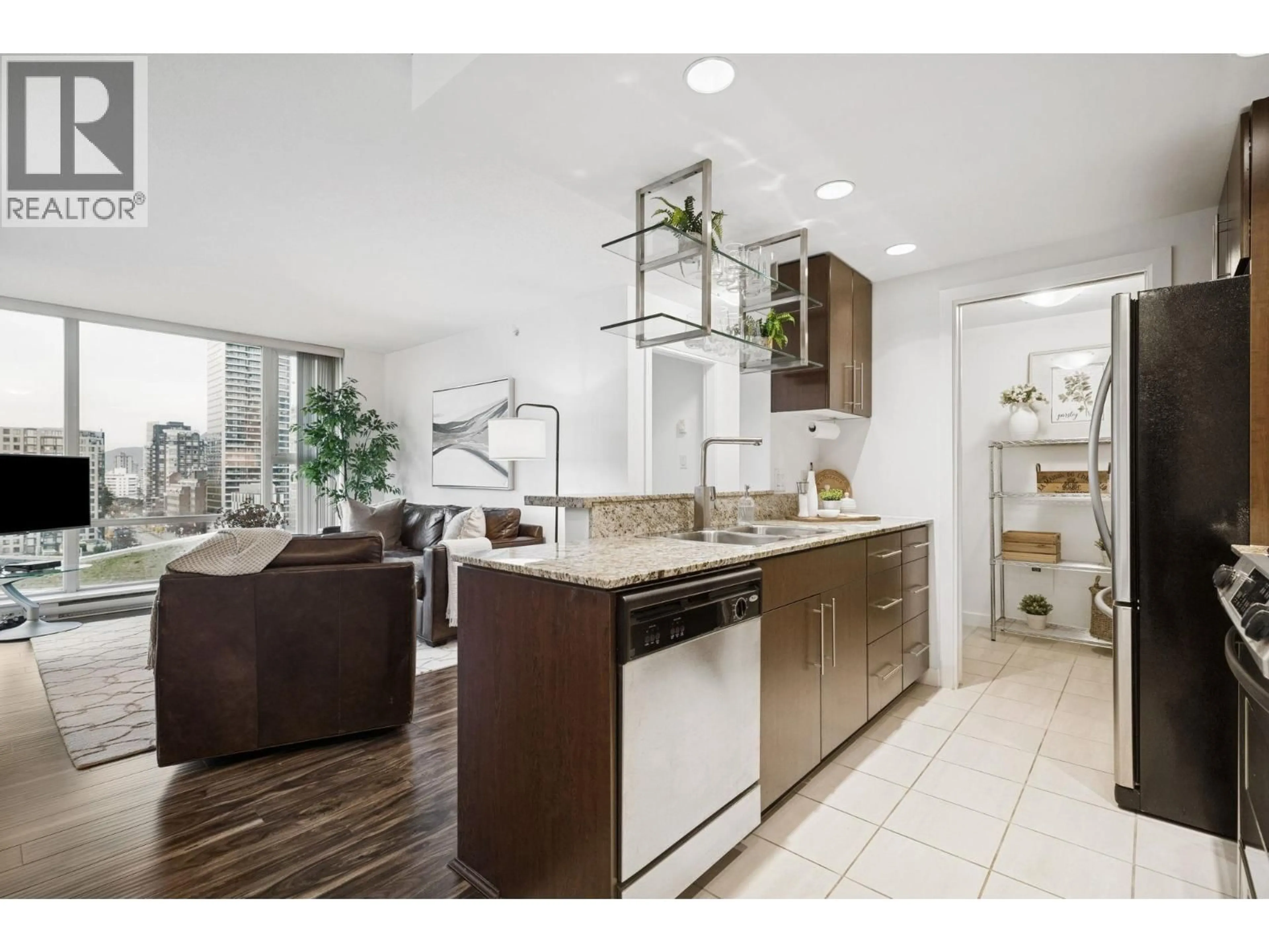 Open concept kitchen, ceramic/tile floor for 1705 - 550 PACIFIC STREET, Vancouver British Columbia V6Z3G2