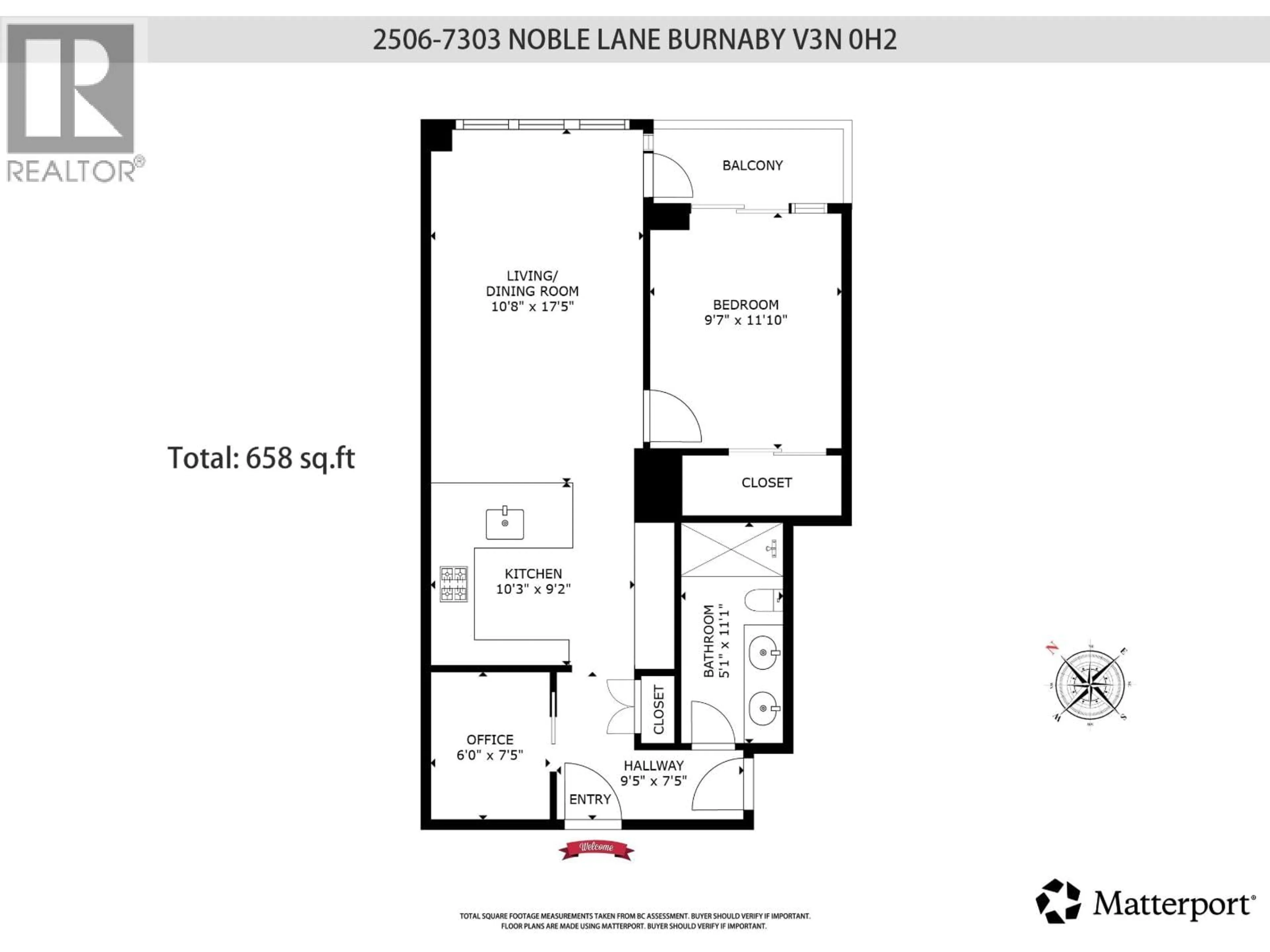 Floor plan for 2506 - 7303 NOBLE LANE, Burnaby British Columbia V3N0H2