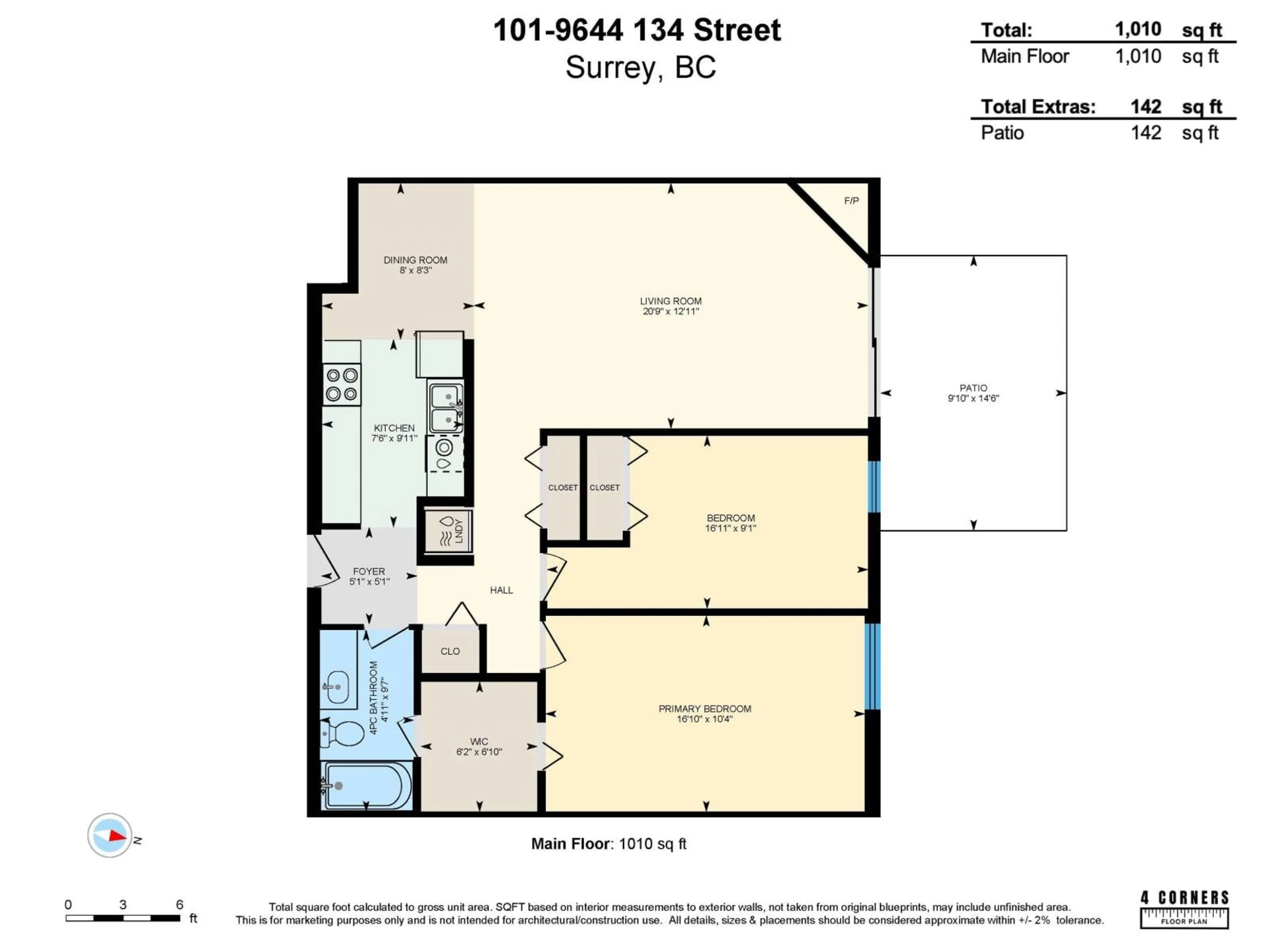 Floor plan for 101 - 9644 134 STREET, Surrey British Columbia V3T5M3