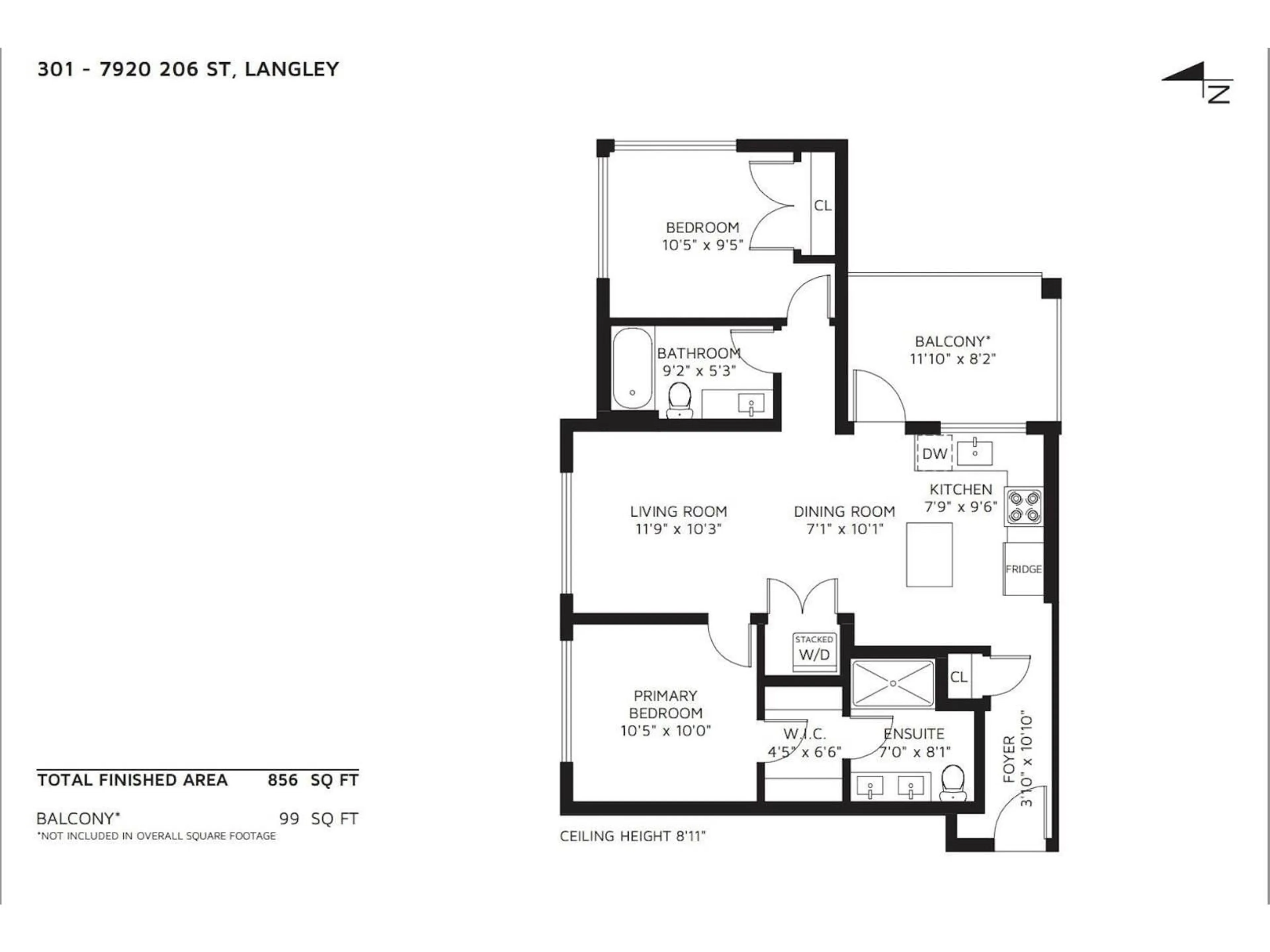 Floor plan for 301 - 7920 206 STREET, Langley British Columbia V3A8S5