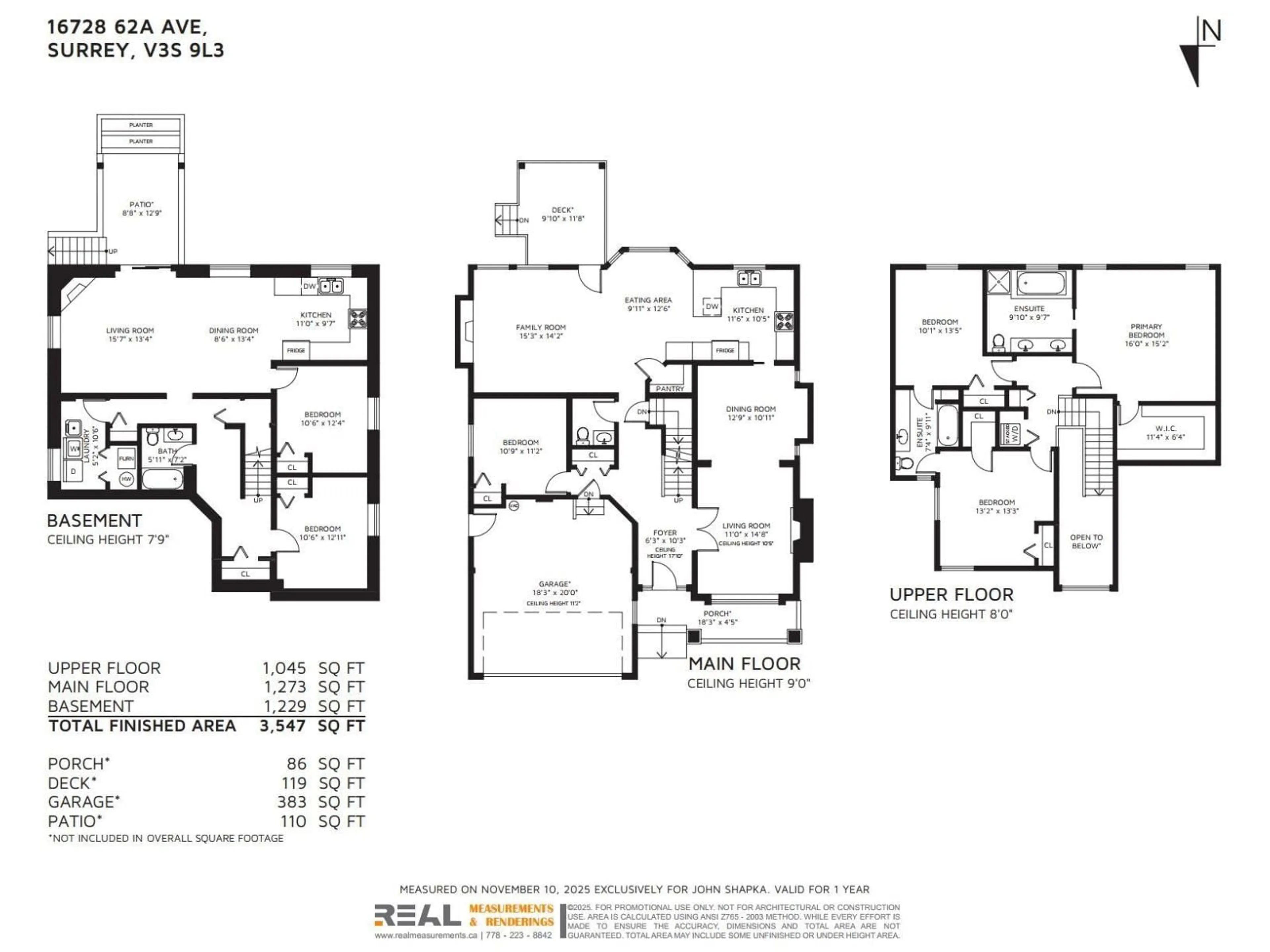 Floor plan for 16728 62A AVENUE, Surrey British Columbia V3S9L3