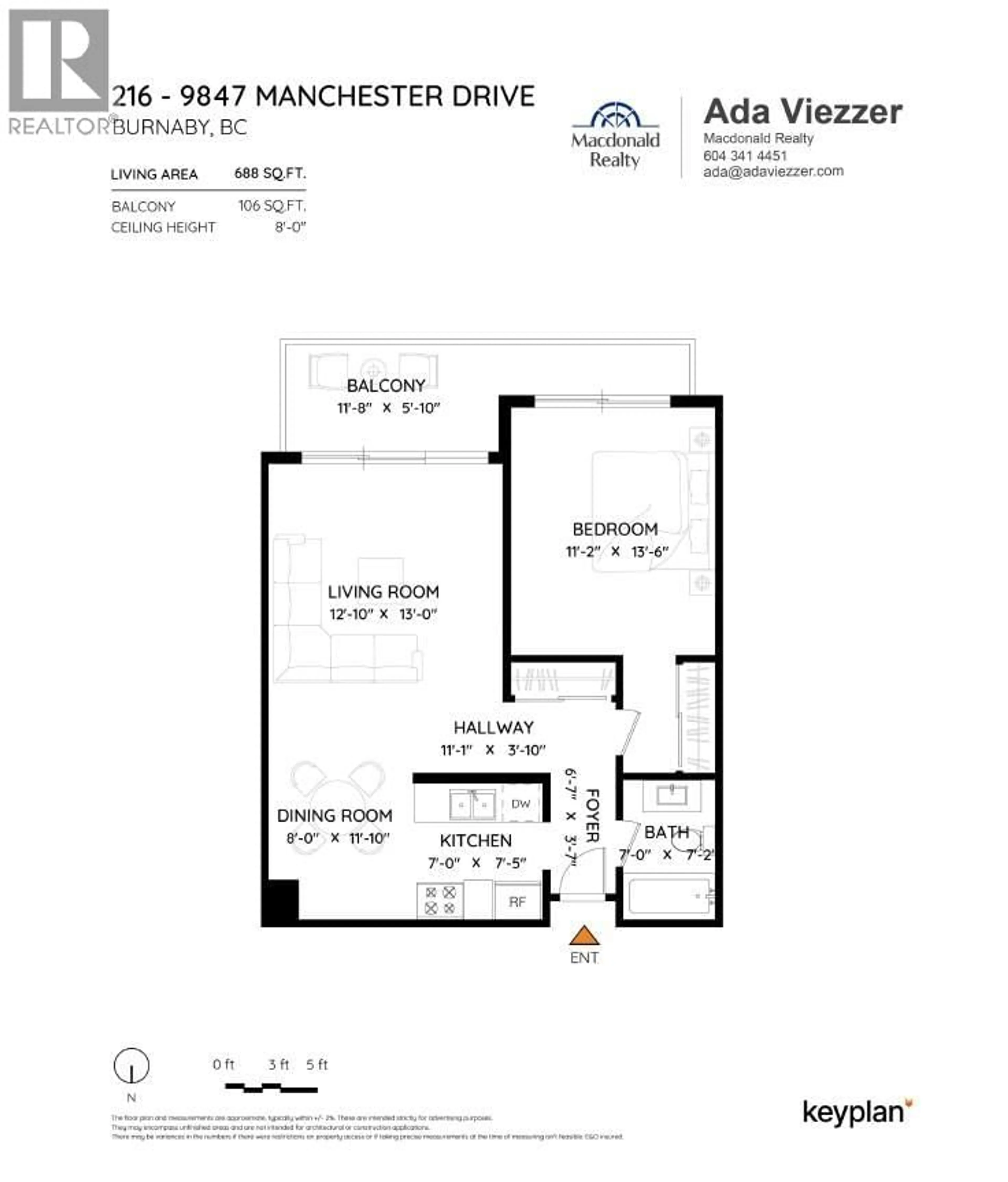 Floor plan for 216 - 9847 MANCHESTER DRIVE, Burnaby British Columbia V3N4P4