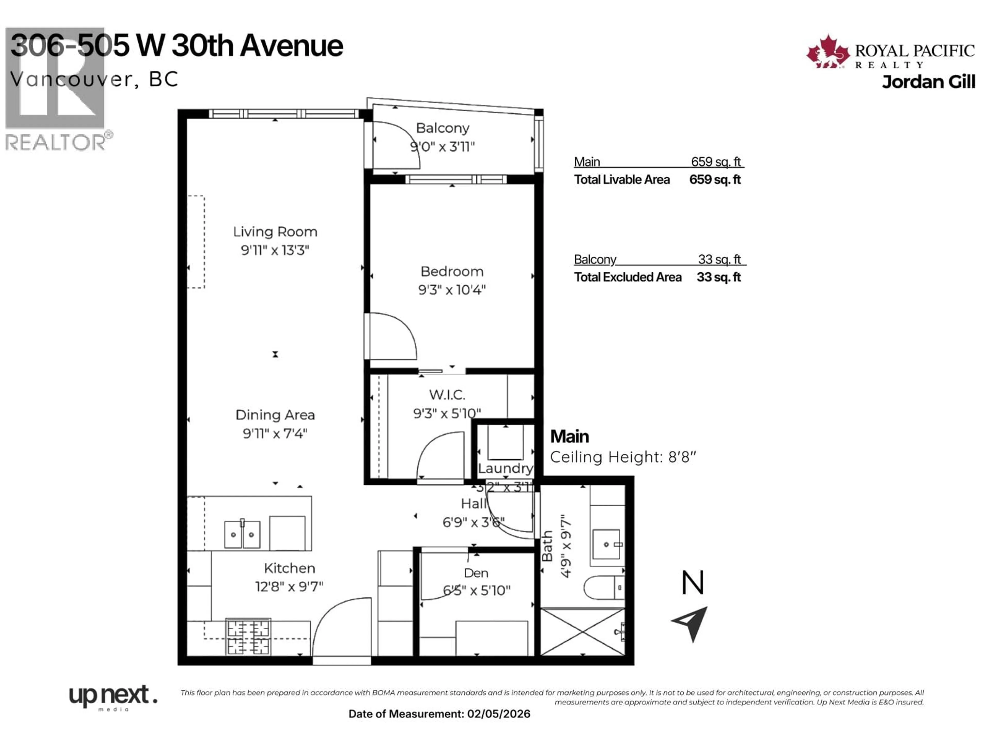 Floor plan for 306 - 505 30TH AVENUE, Vancouver British Columbia V5Z0G4