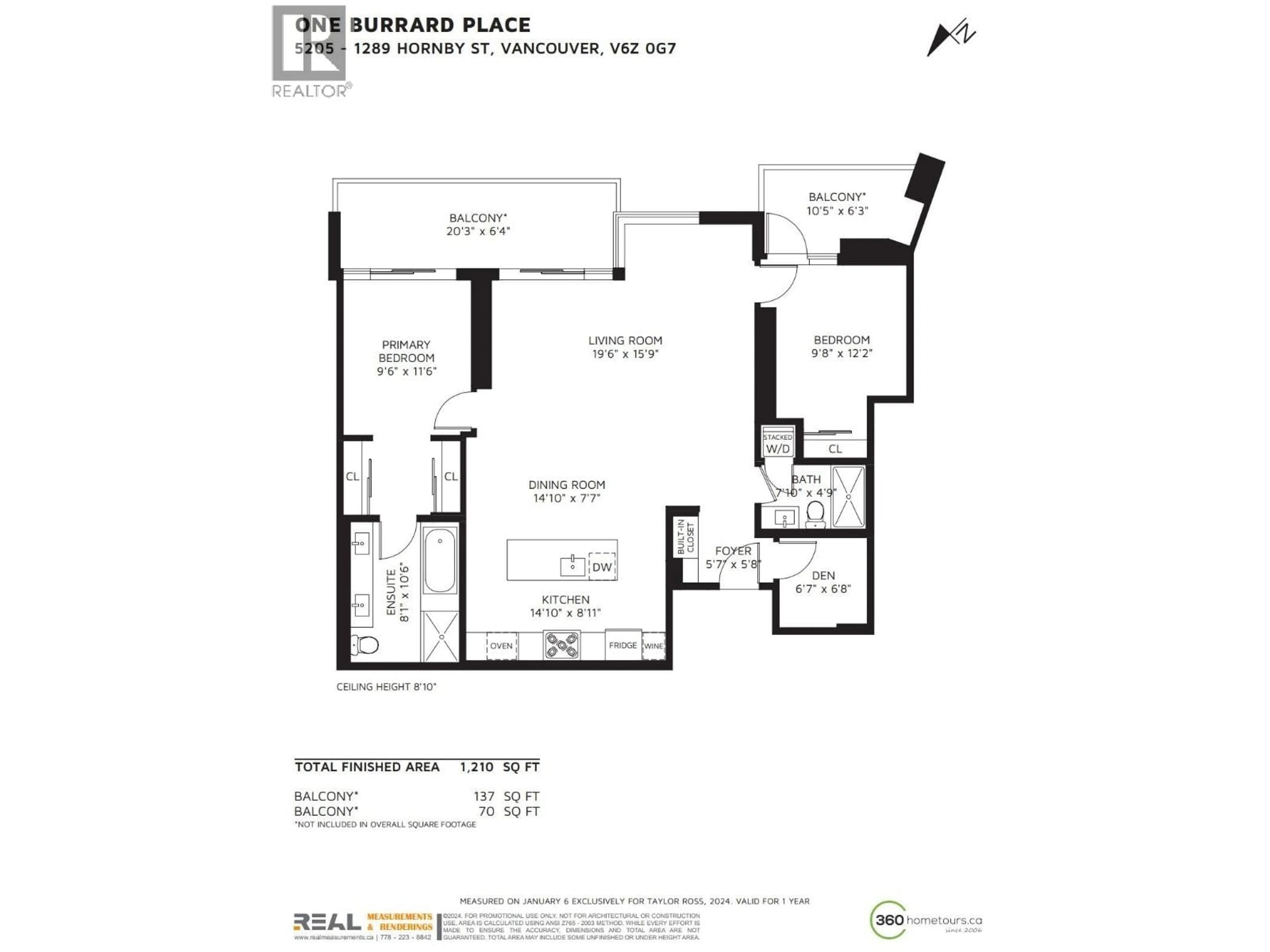 Floor plan for 5205 - 1289 HORNBY STREET, Vancouver British Columbia V6Z0G7