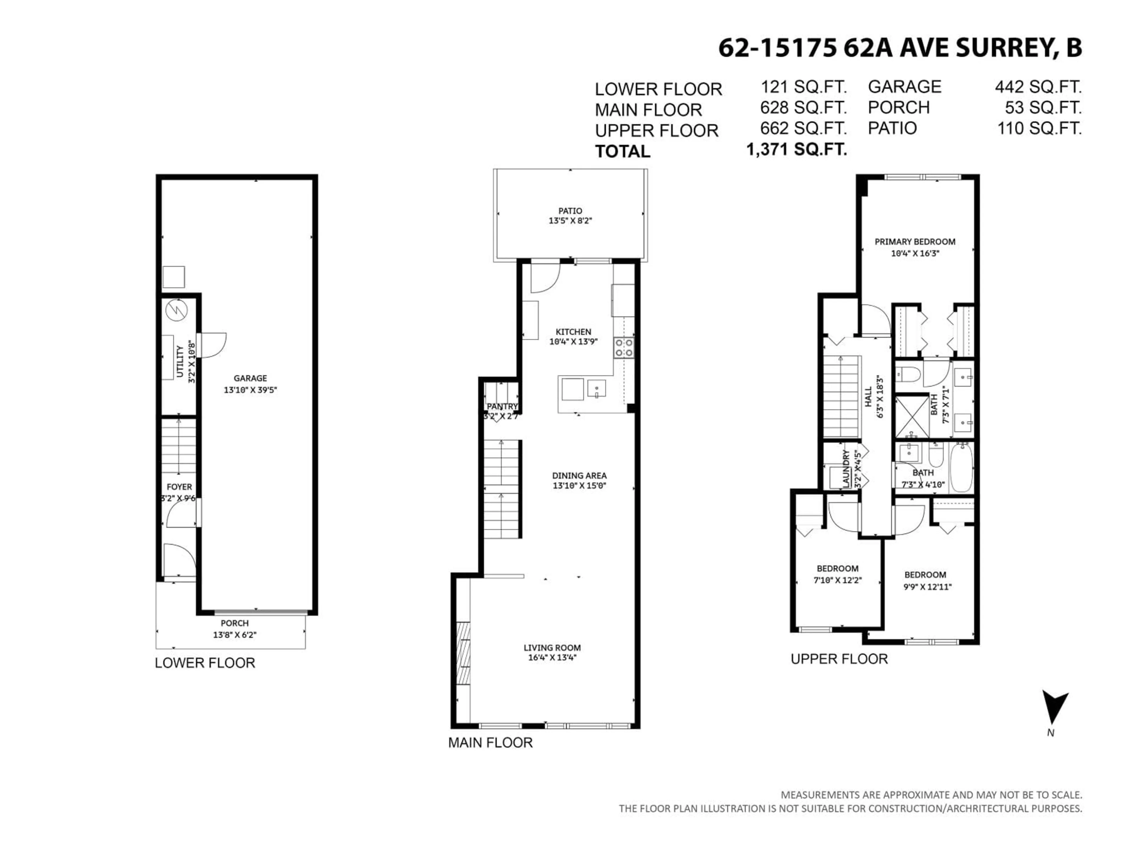 Floor plan for 62' - 15175 62A AVENUE, Surrey British Columbia V3S1X1