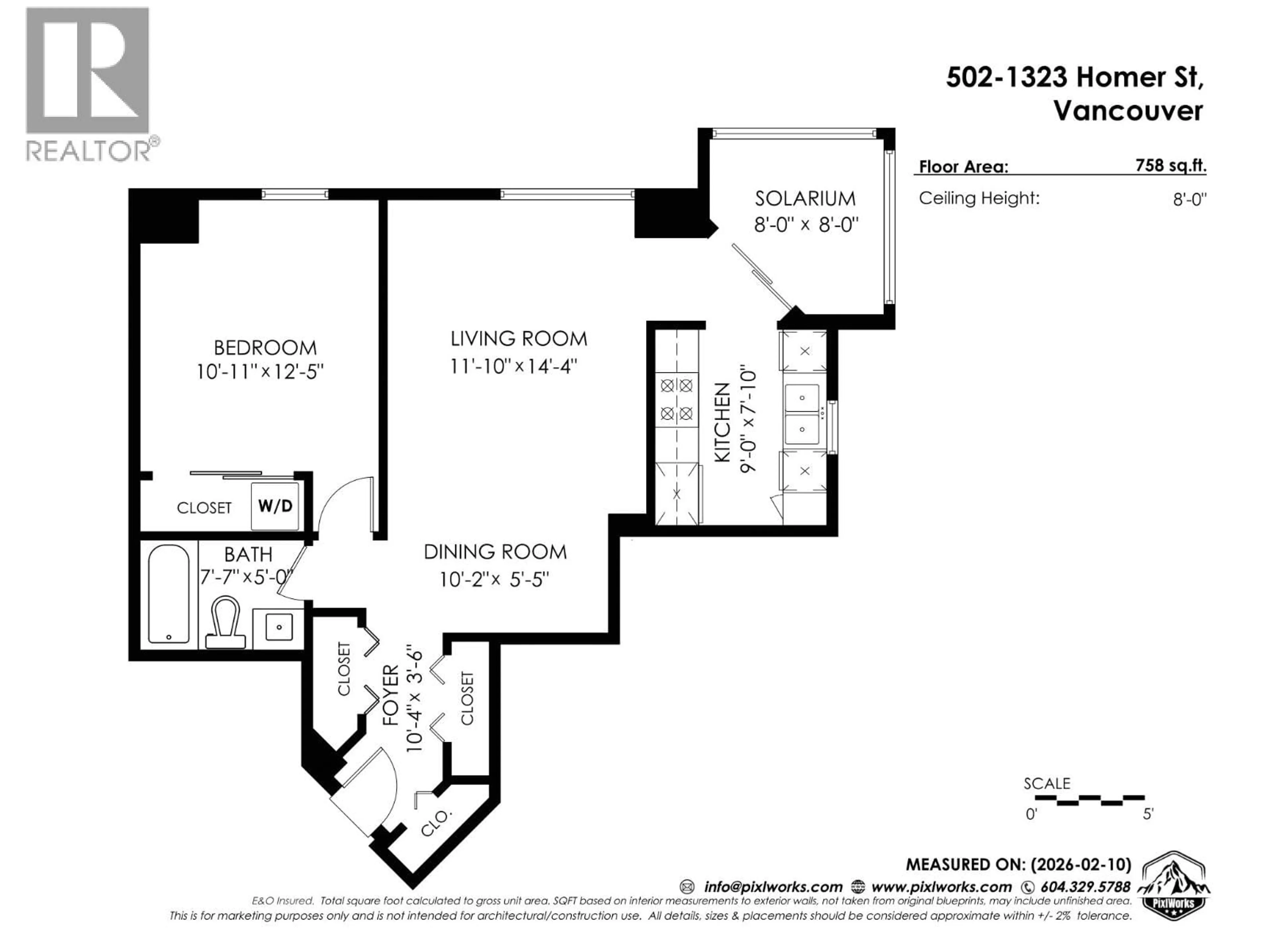 Floor plan for 502 - 1323 HOMER STREET, Vancouver British Columbia V6B5T1