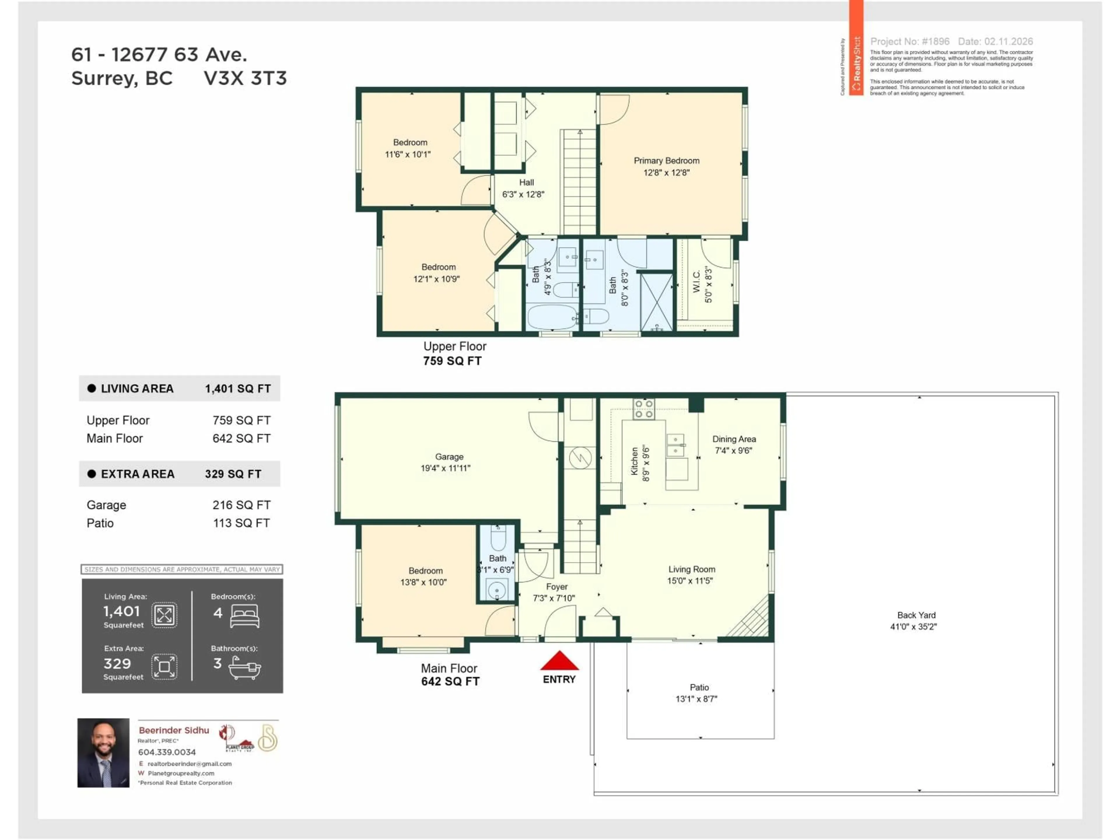 Floor plan for 61 - 12677 63 AVENUE, Surrey British Columbia V3X3T3