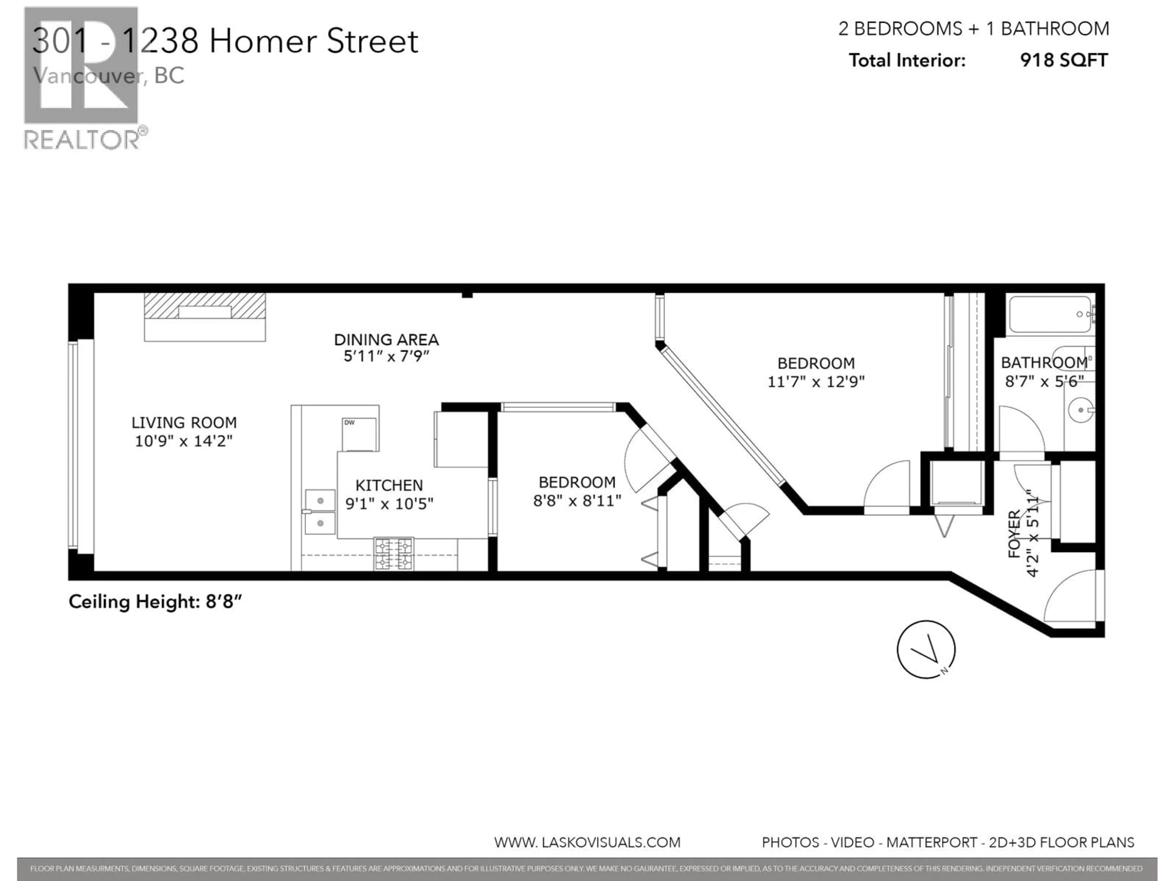 Floor plan for 301 - 1238 HOMER STREET, Vancouver British Columbia V6B2Y5
