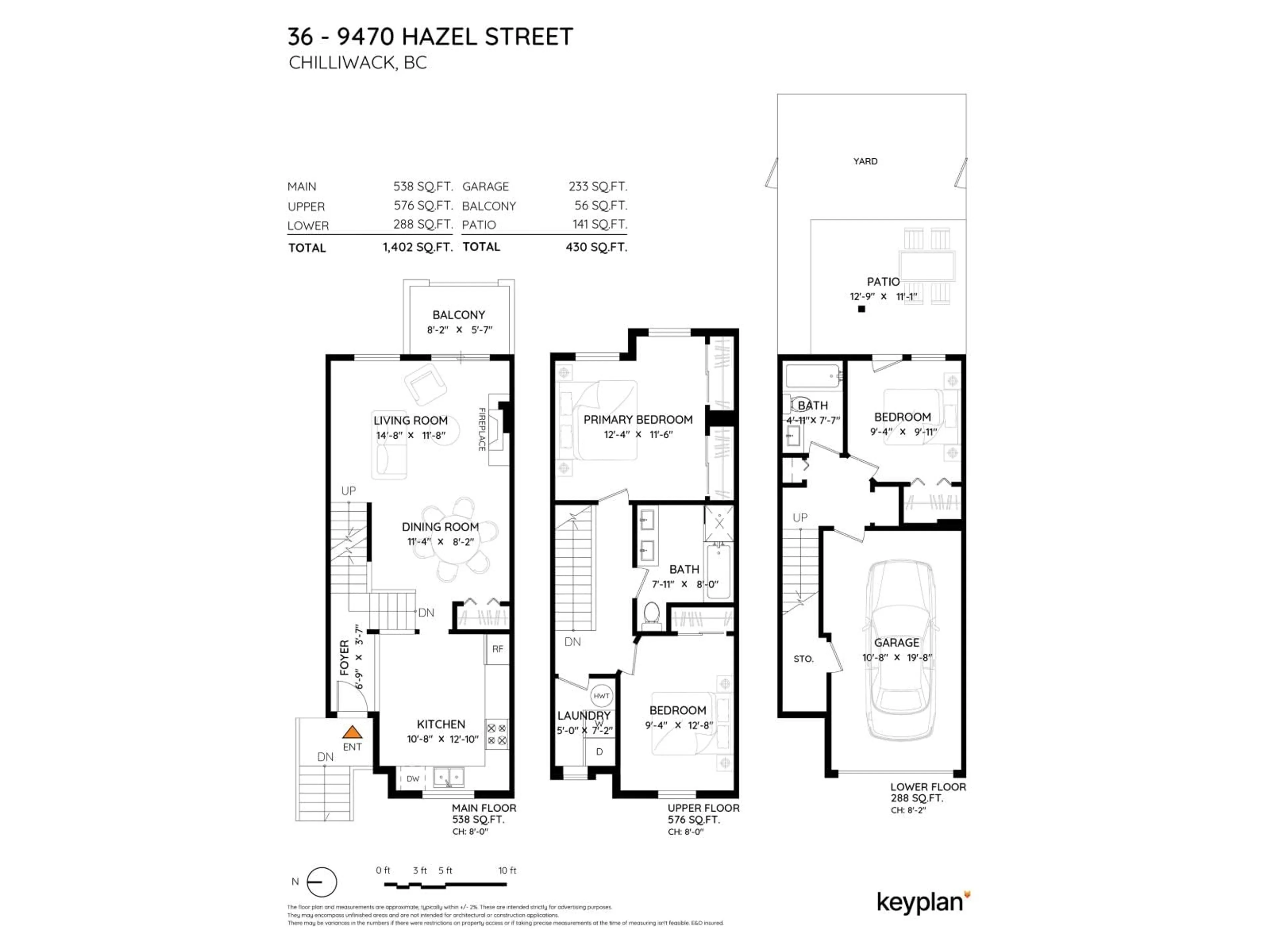Floor plan for 36 - 9470 HAZEL STREET, Chilliwack British Columbia V2P5N1