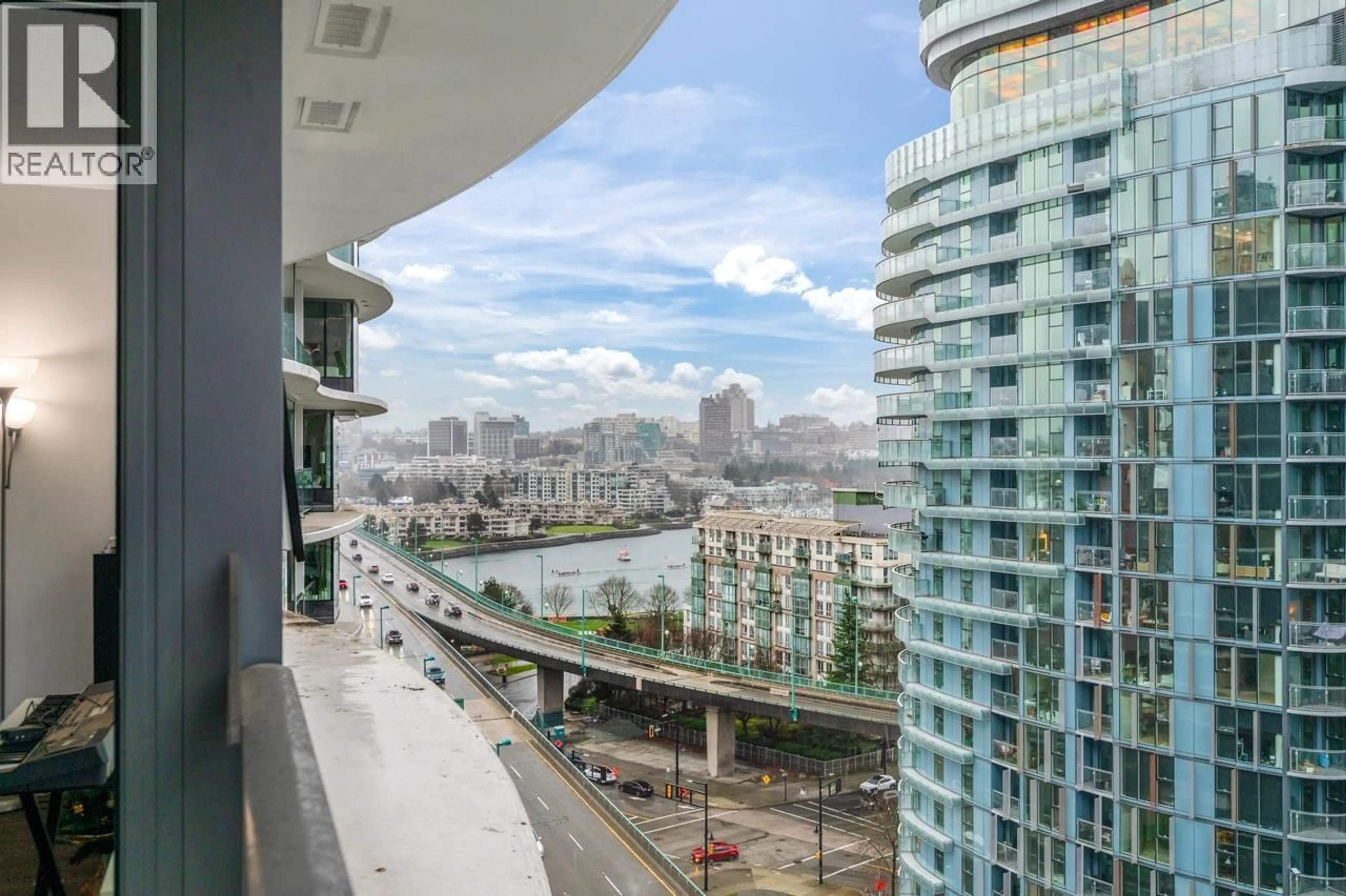 Balcony in the apartment, city buildings view from balcony for 1517 - 68 SMITHE STREET, Vancouver British Columbia V6B0P4