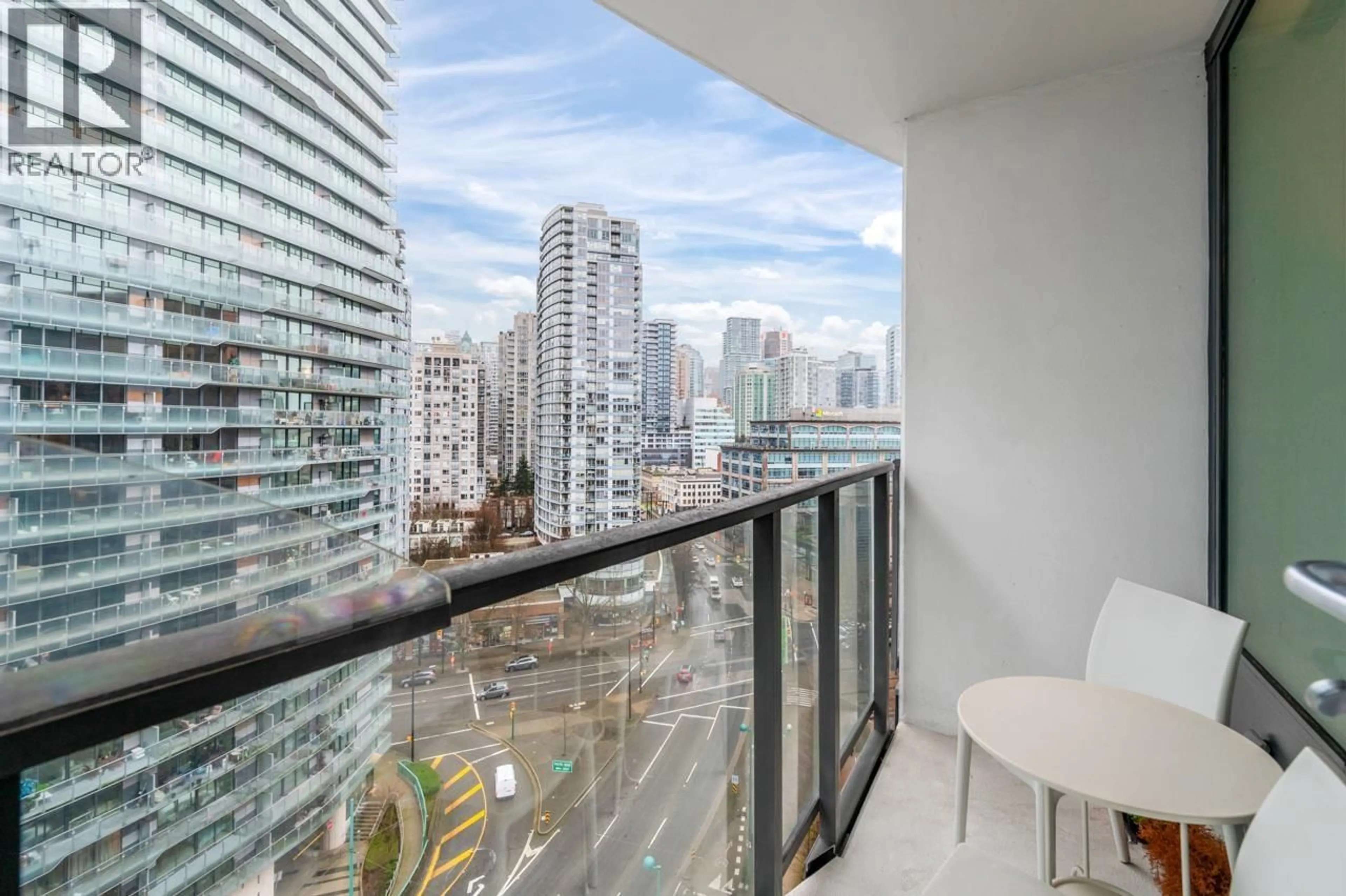 Balcony in the apartment, city buildings view from balcony for 1517 - 68 SMITHE STREET, Vancouver British Columbia V6B0P4