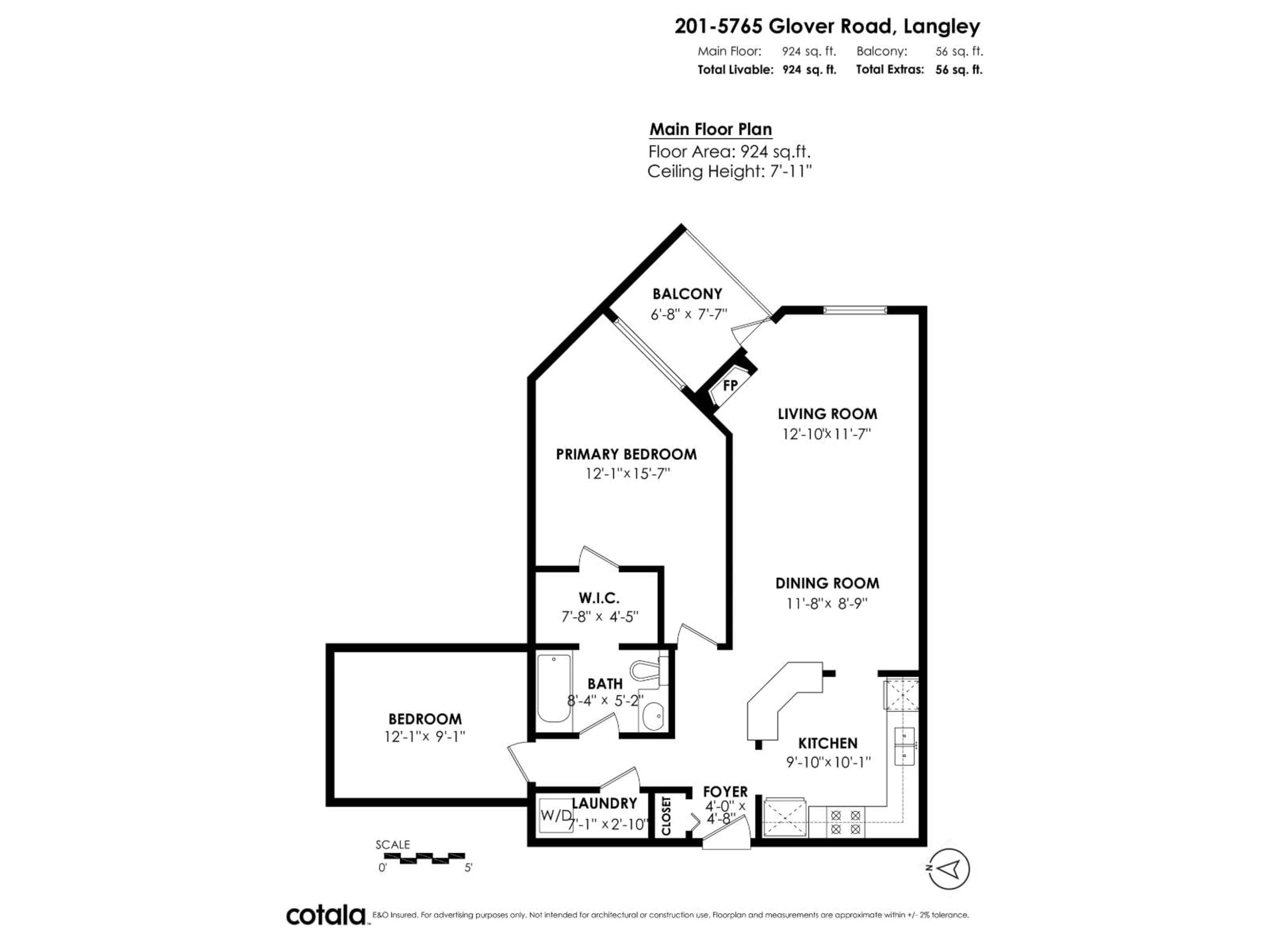 Floor plan for 201 - 5765 GLOVER ROAD, Langley British Columbia V3A8M8