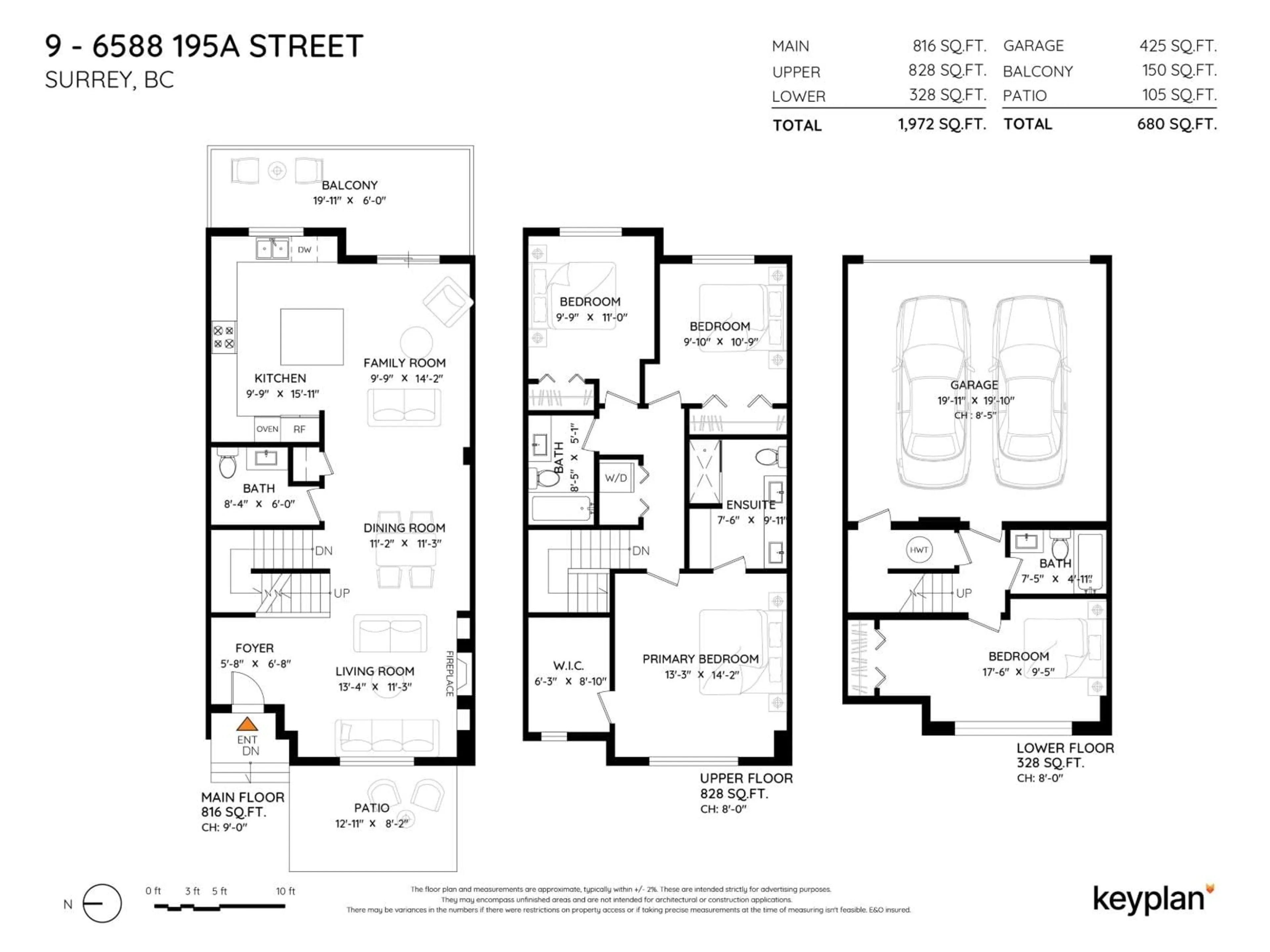 Floor plan for 9 - 6588 195A STREET, Surrey British Columbia V4N6N5