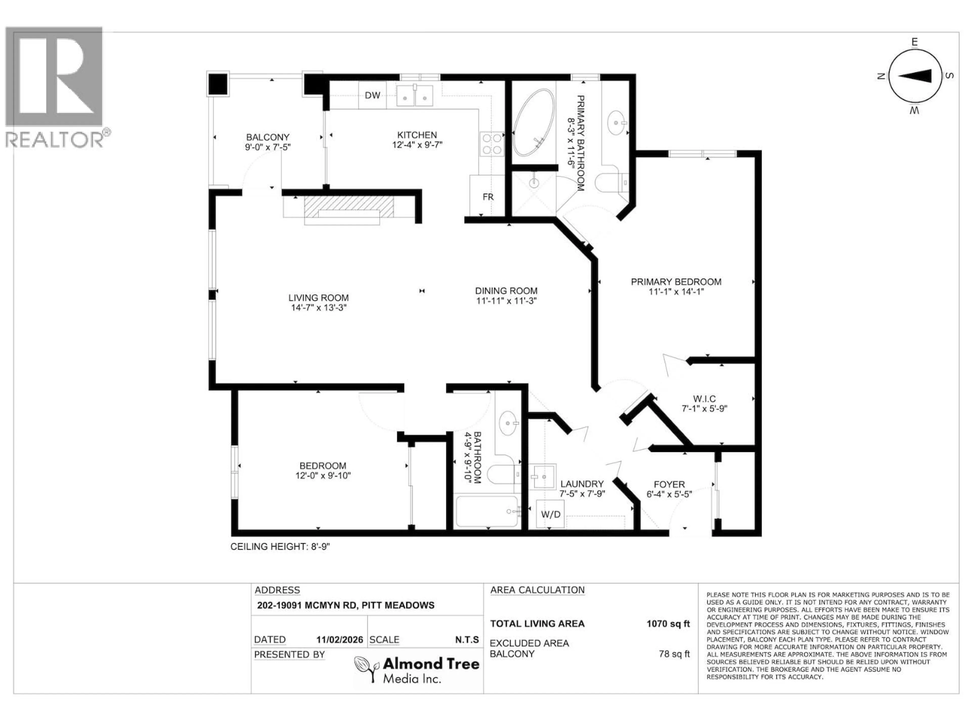 Floor plan for 202 - 19091 MCMYN ROAD, Pitt Meadows British Columbia V3Y2S8