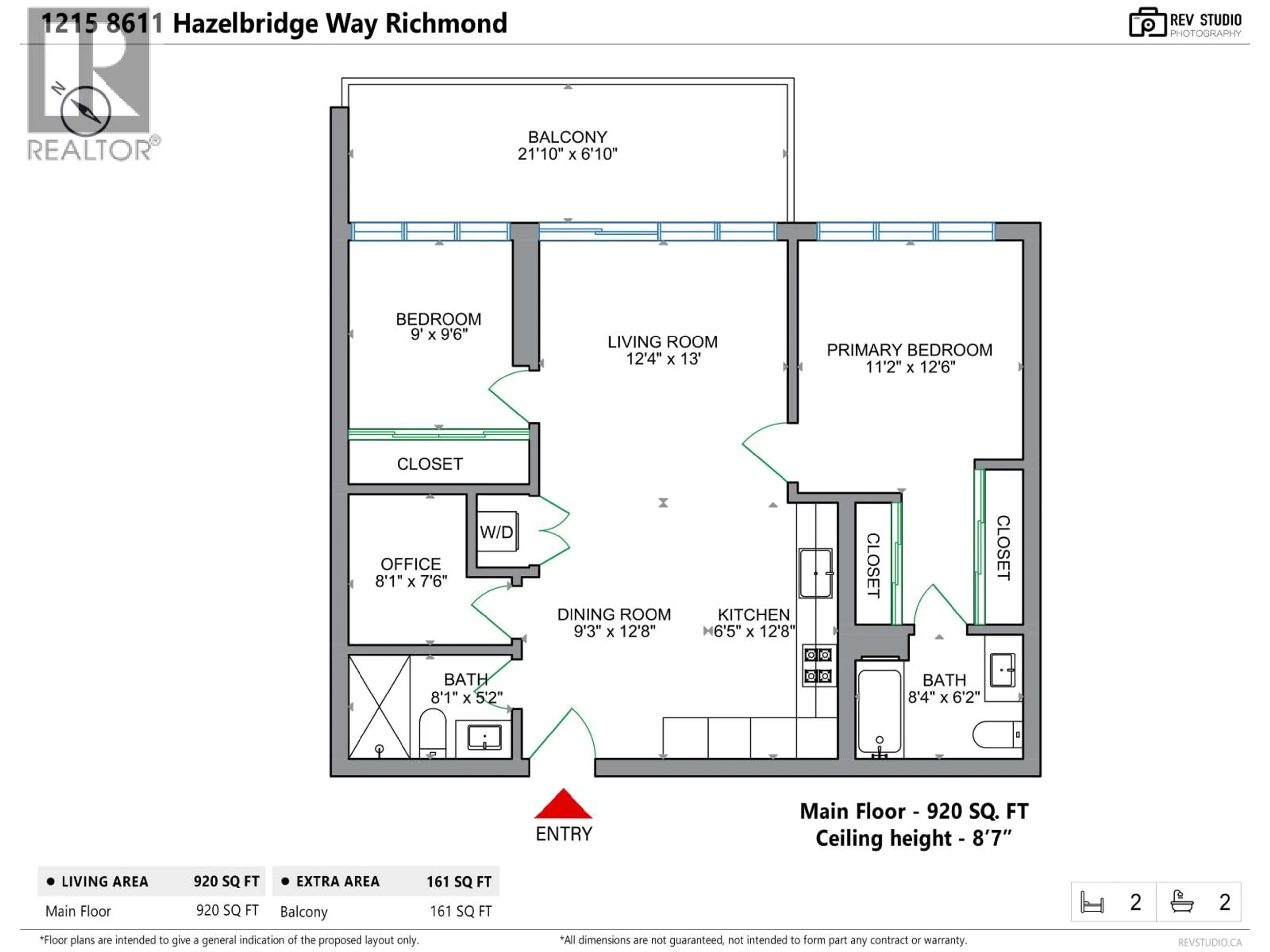 Floor plan for 1215 - 8611 HAZELBRIDGE WAY, Richmond British Columbia V6X0W8