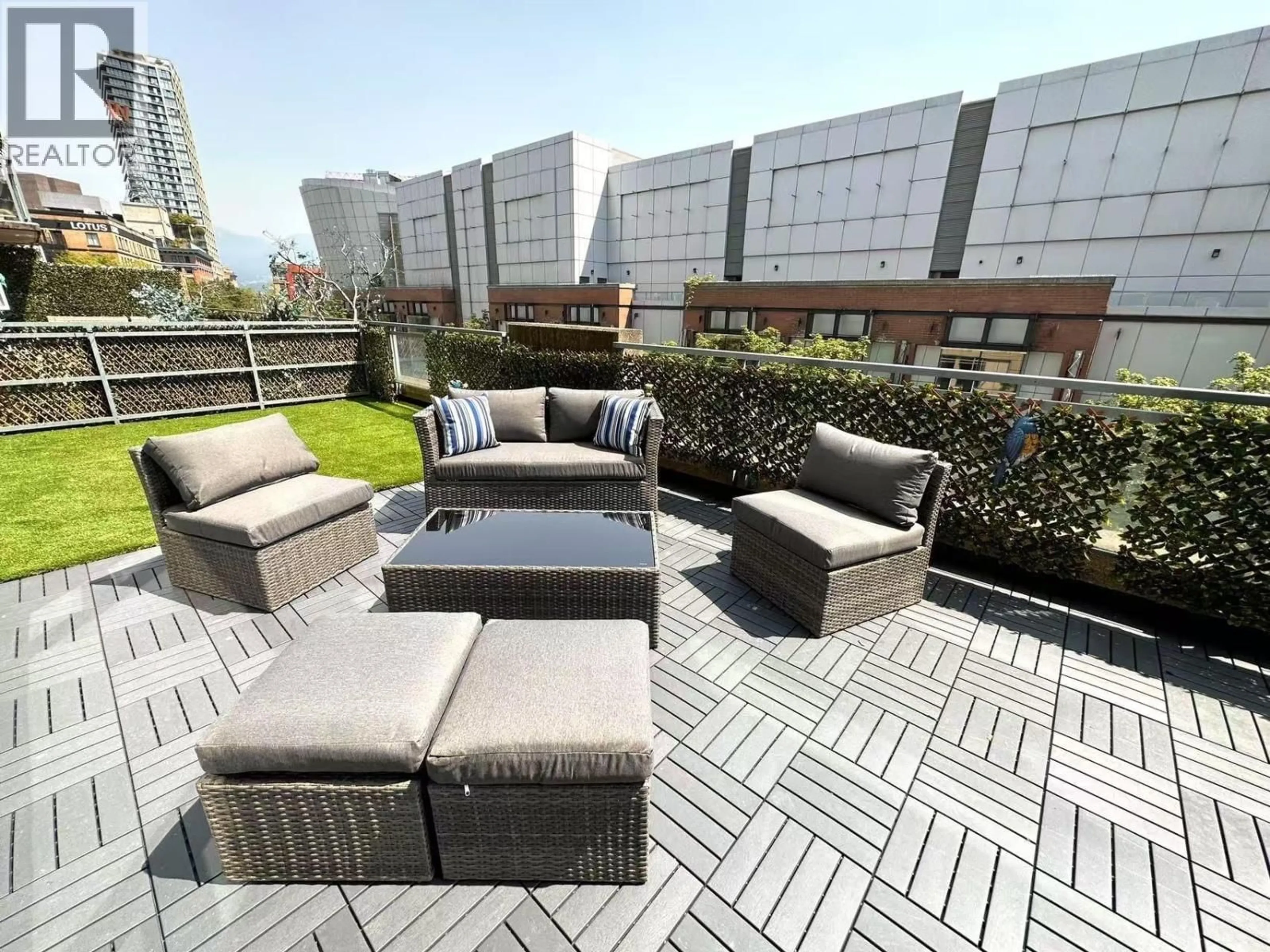 Patio, city buildings view from balcony for 311 - 555 ABBOTT STREET, Vancouver British Columbia V6B6B8