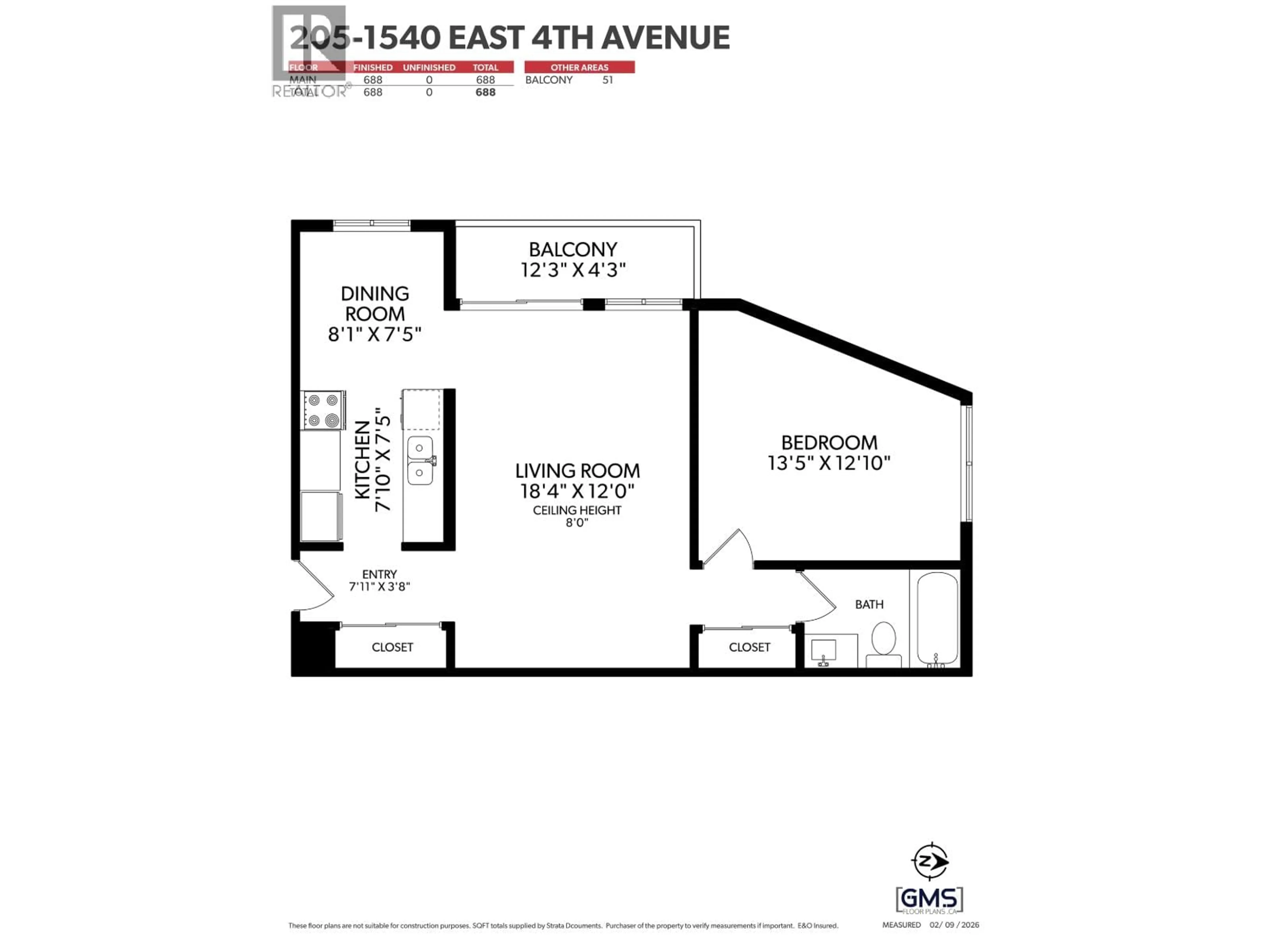 Floor plan for 205 - 1540 4TH AVENUE, Vancouver British Columbia V5N1J8