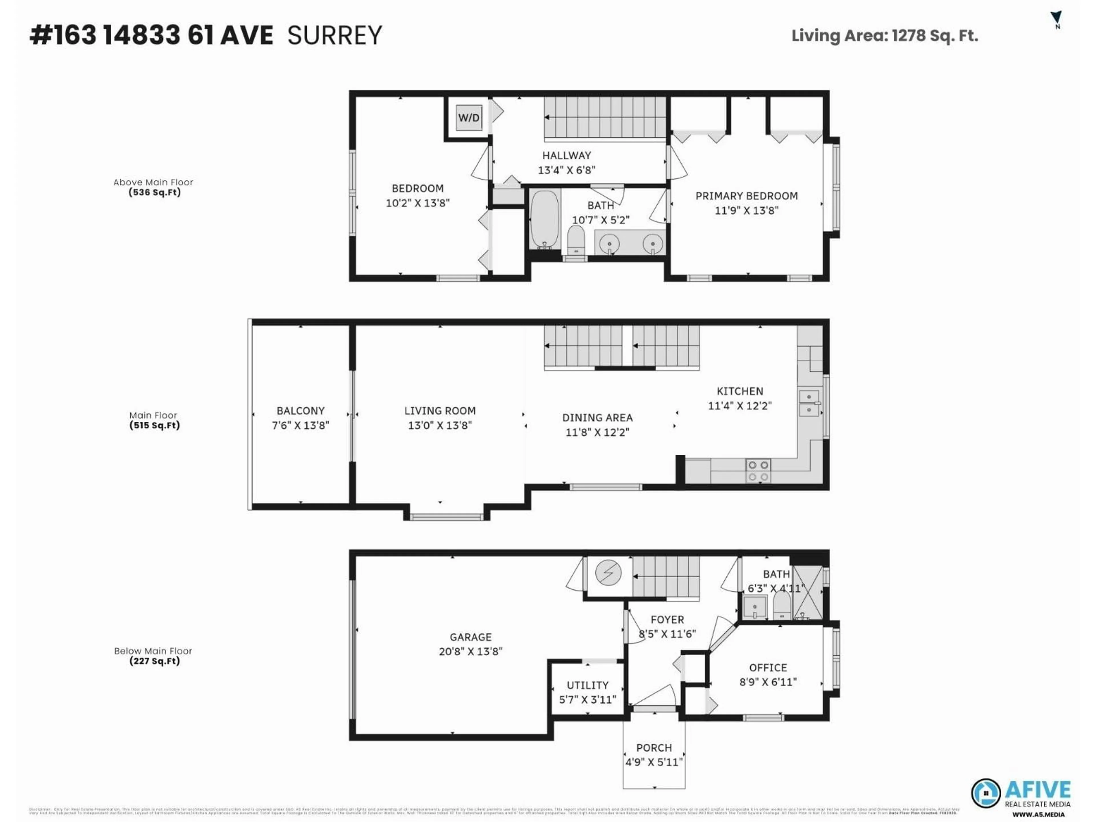 Floor plan for 163 - 14833 61 AVENUE, Surrey British Columbia V3S6T6